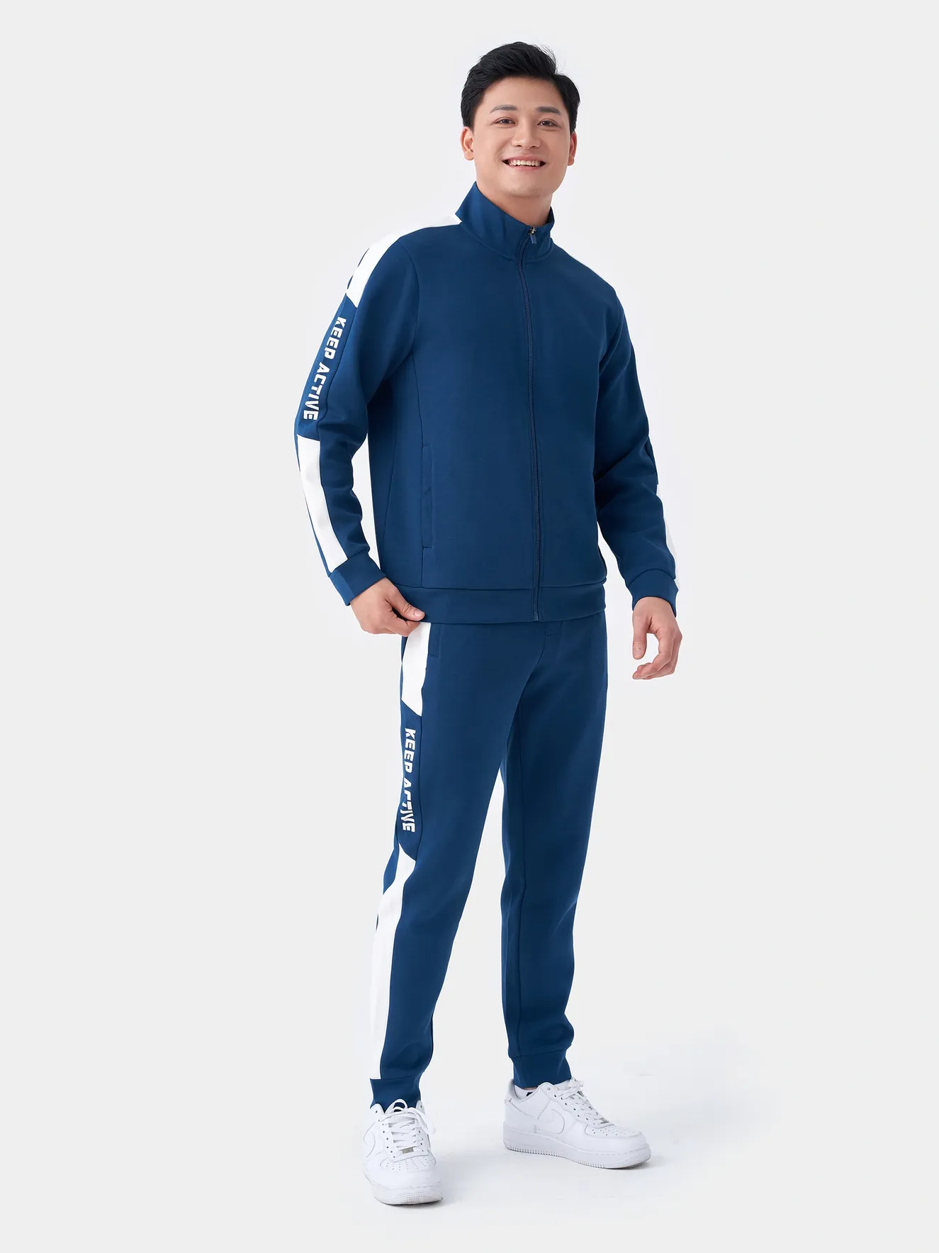 Bộ Quần Áo Nam Cổ Trụ Kéo Khóa Chất Nỉ 5S Fashion Can Phối BNK23001