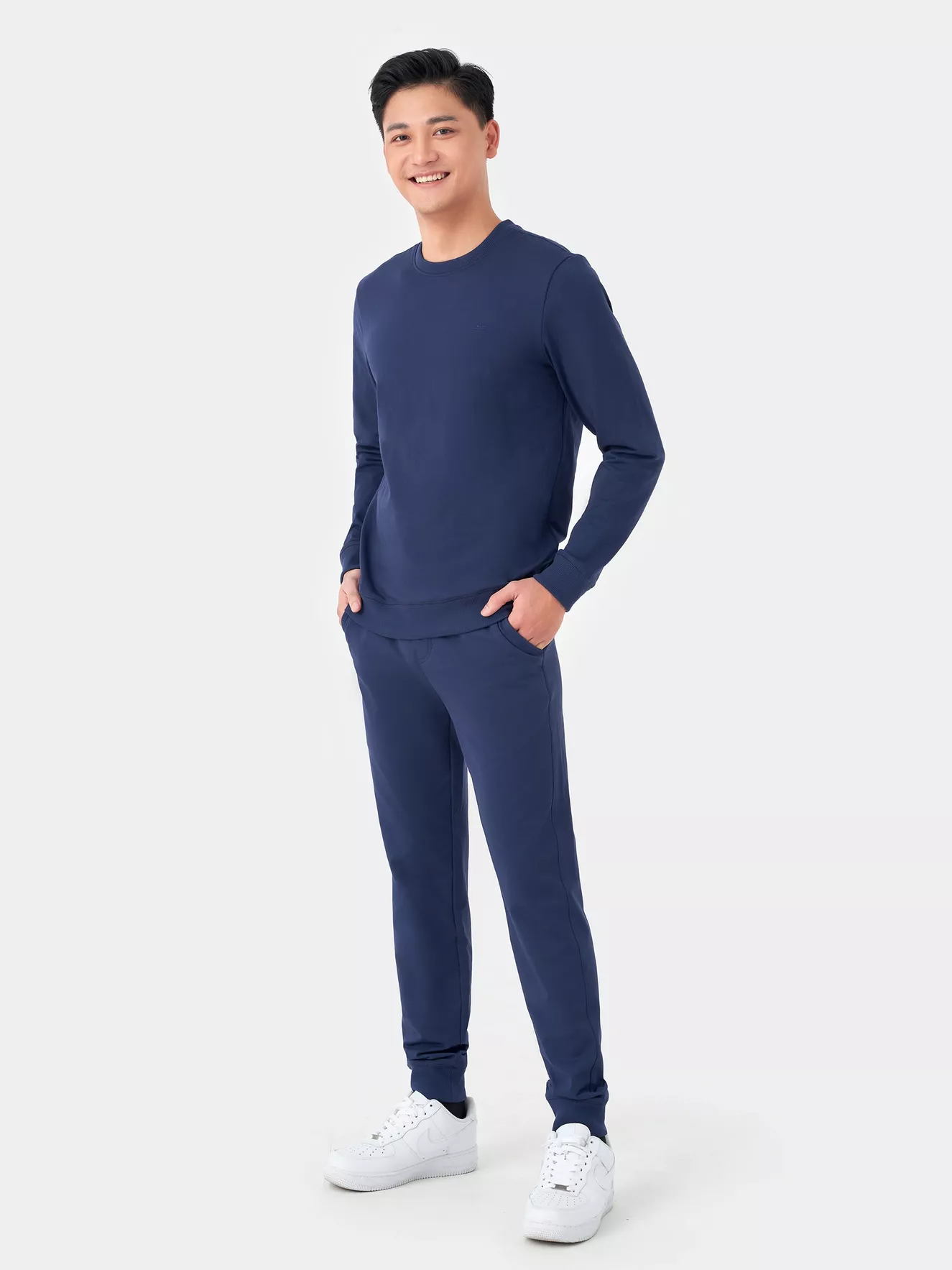 Bộ Nỉ Nam Dài Tay 5S Fashion Basic Phom Slimfit BNI23019