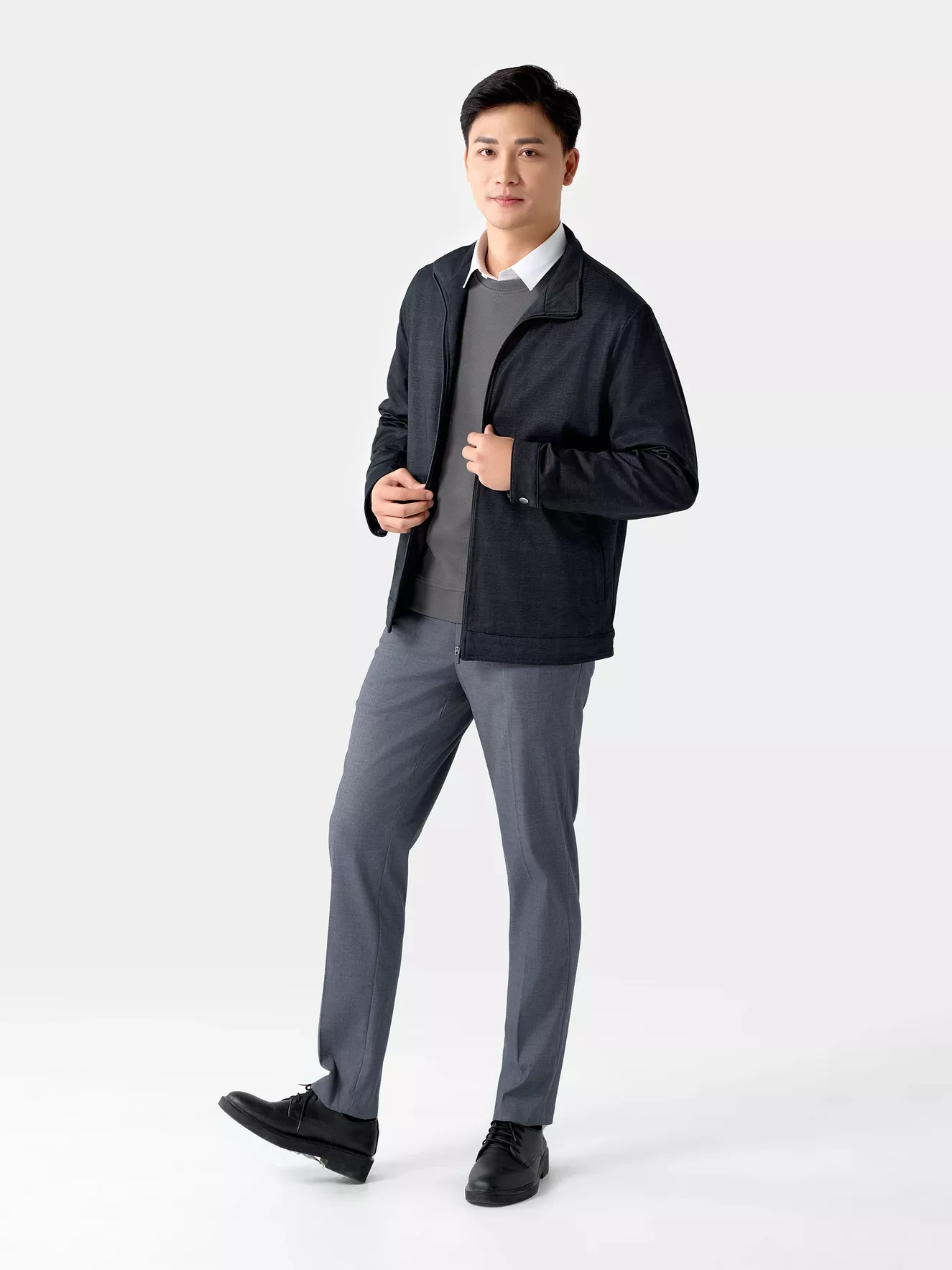 Áo Khoác Thời Trang Nam Cổ Trụ 5S Fashion Dệt Kẻ Ô Sang Trọng AKH24057