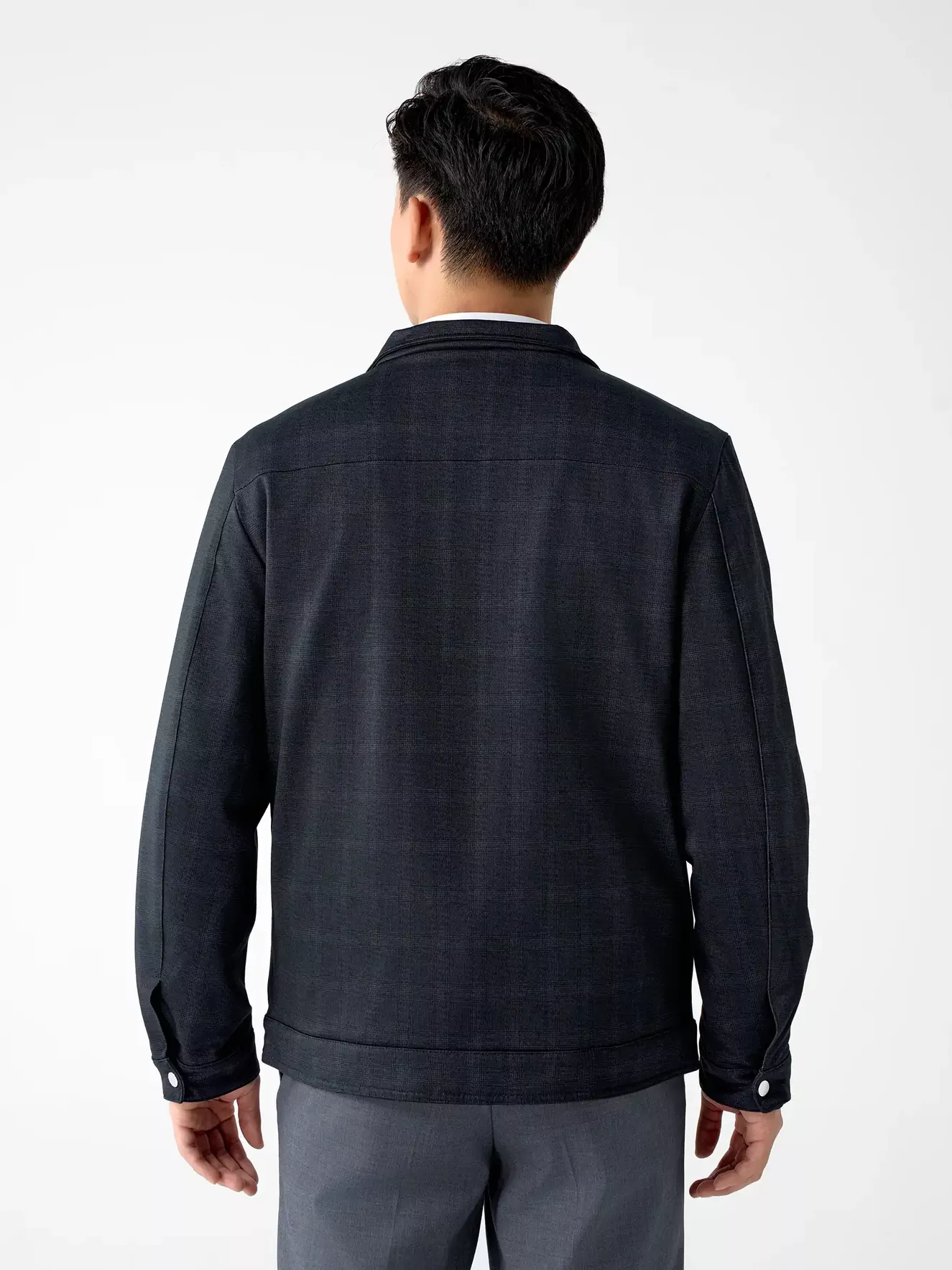 Áo Khoác Thời Trang Nam Cổ Trụ 5S Fashion Dệt Kẻ Ô Sang Trọng AKH24057