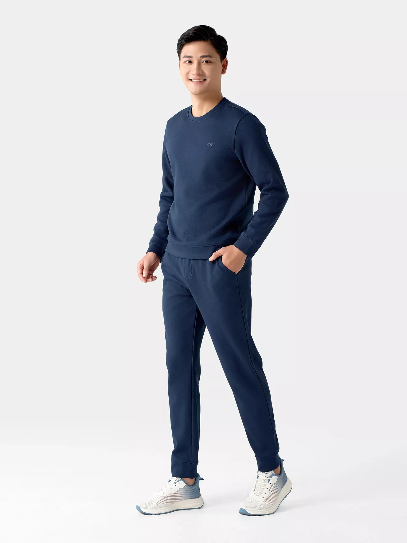 Bộ Quần Áo Nỉ Nam 5S Fashion Trơn Basic Slimfit BNI24001