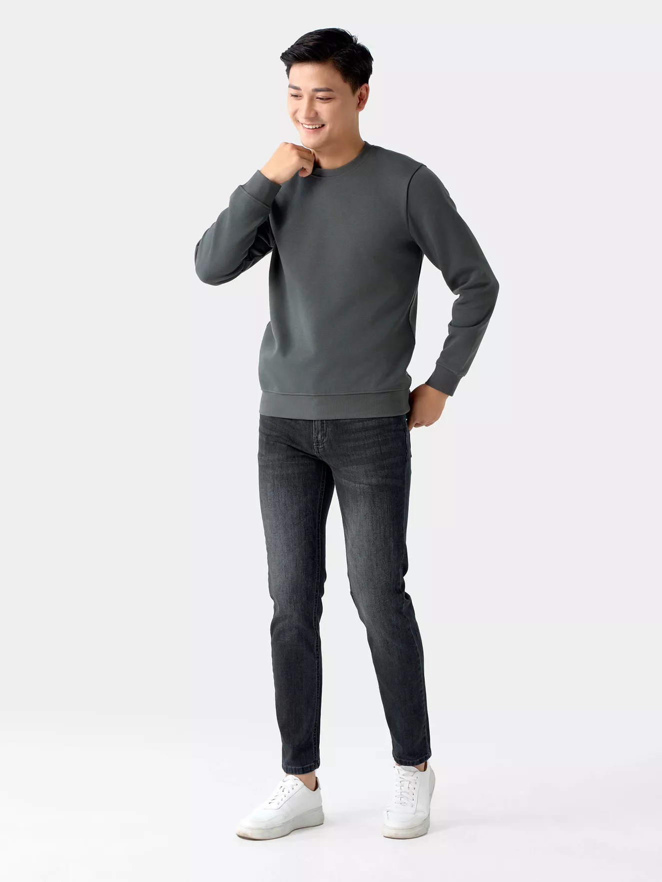 Áo Nỉ Nam Thu Đông 5S Fashion Trơn Basic Phom Slimfit ANI24027