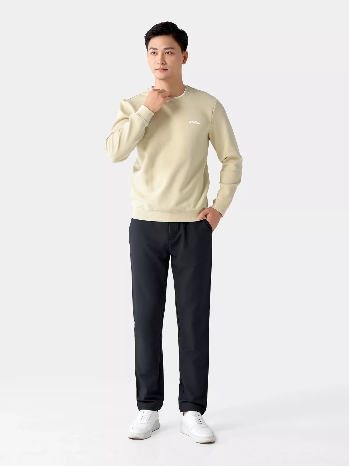 Áo Sweater Nỉ Nam 5S Fashion Cổ Hai Lớp Phối Màu ANI24017