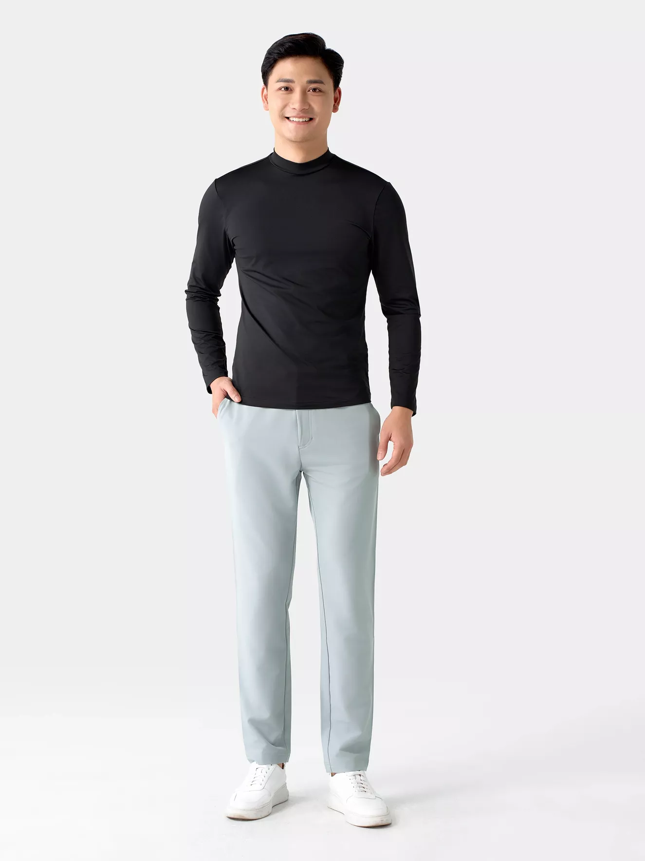 Áo Giữ Nhiệt Nam 5S Fashion Cổ 3 Phân Phom Body AGN24001 