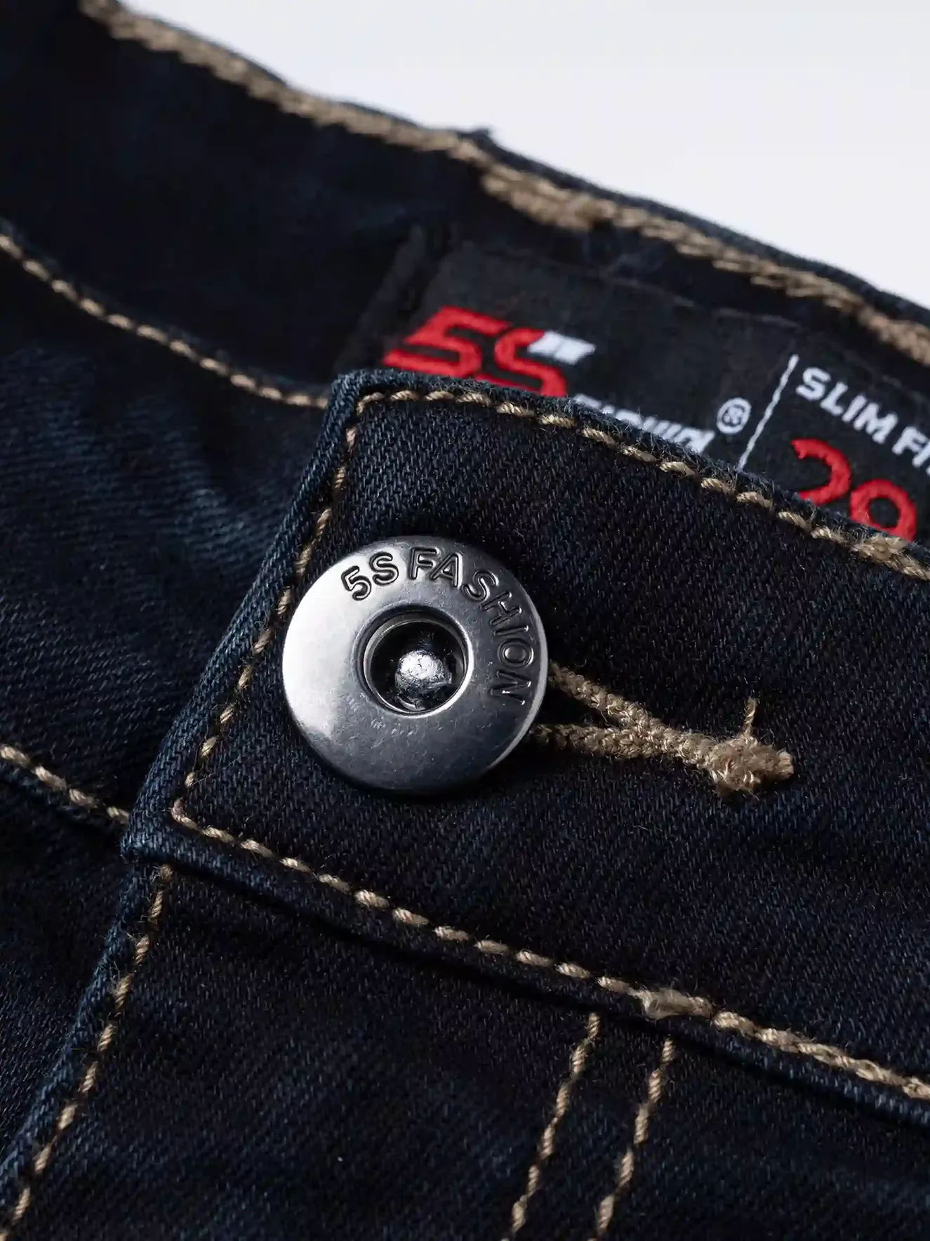 Quần Jean Nam Trơn 5S Fashion Vải Recycled Phom Slimfit QBD23003