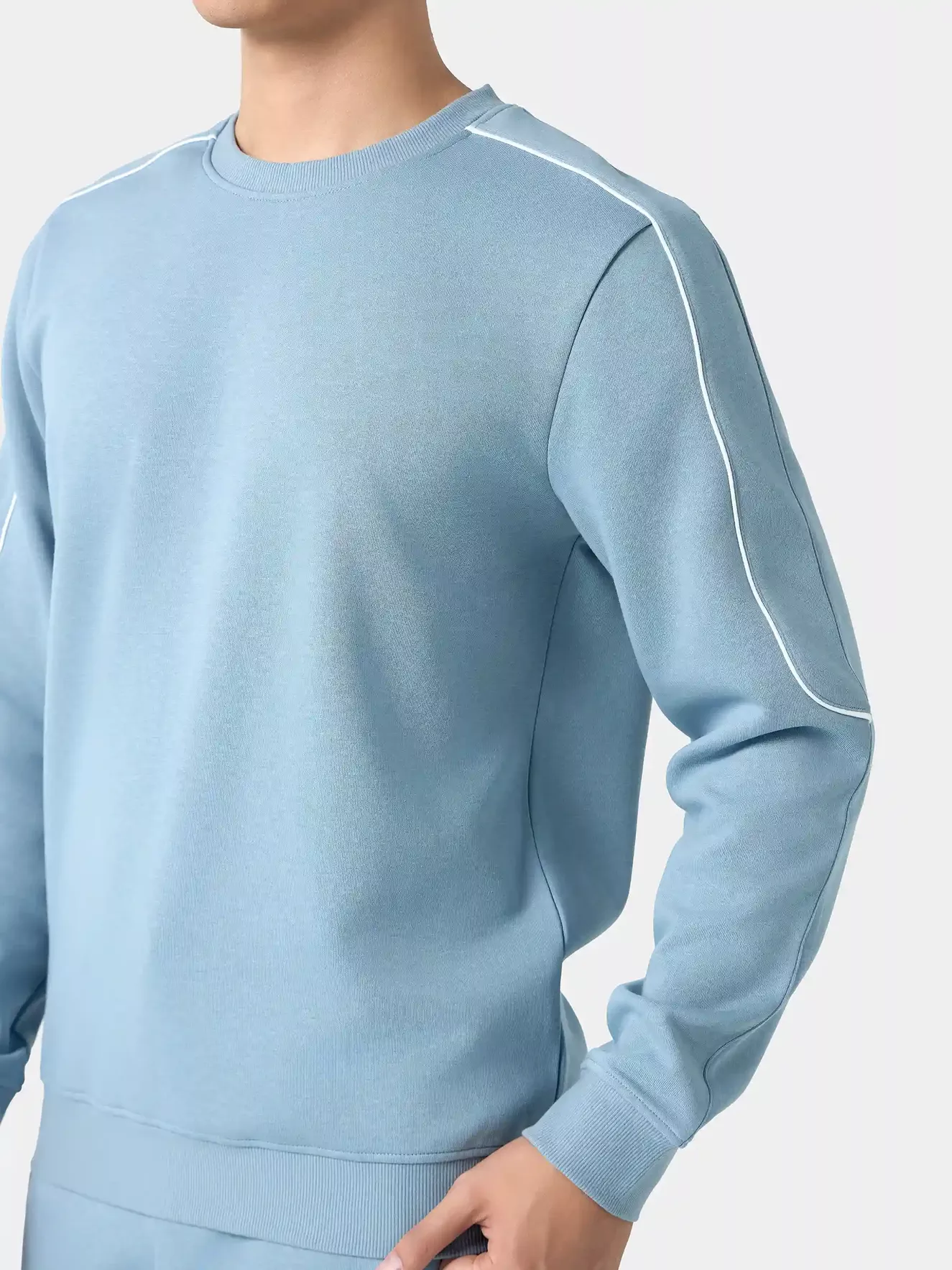 Bộ Nỉ Nam Cổ Tròn 5S Fashion Phối Line Khỏe Khoắn Slimfit BNI24020