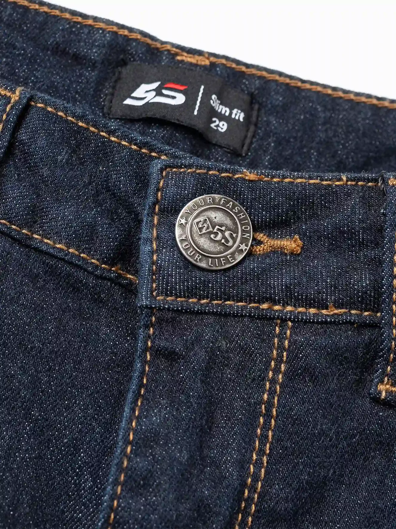 Quần Jean Nam 5S Fashion Màu Xanh Đen Trơn Phom Slimfit QBD22002