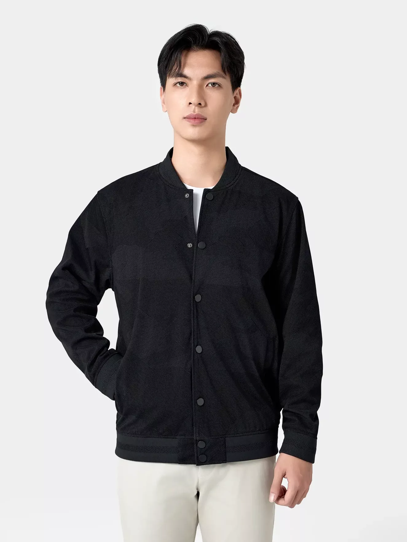 Áo Khoác Bomber Varsity Nam 5S Fashion Dệt Họa Tiết Cao Cấp AKB24010