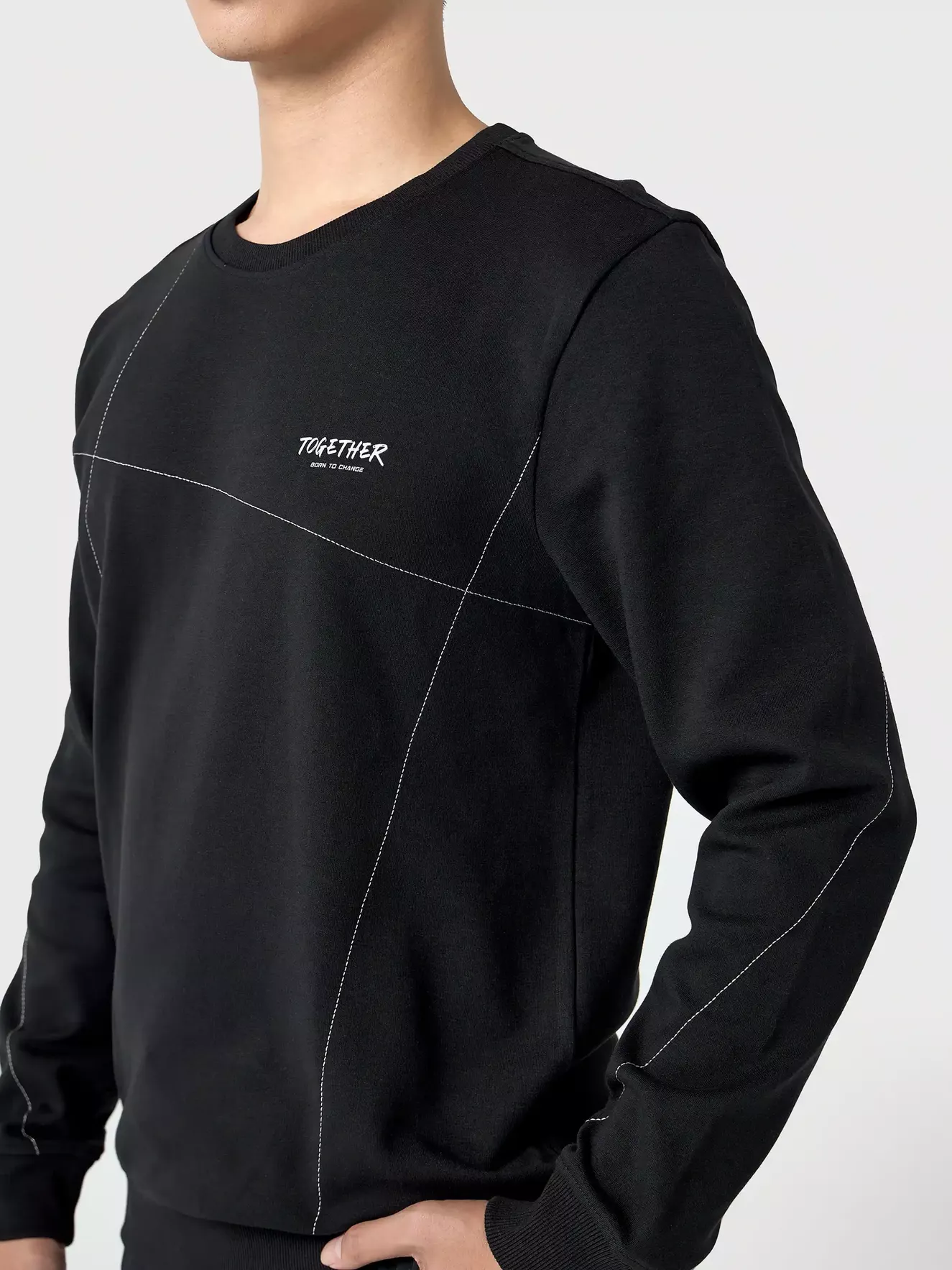 Áo Nỉ Nam 5S Fashion Họa Tiết Đường May Phom Slimfit ANI24003