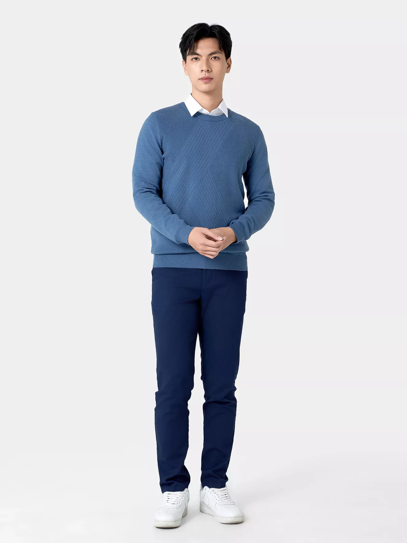 Áo Len Nam Họa Tiết Dệt Trơn Cổ Tròn 5S Fashion ALE24008