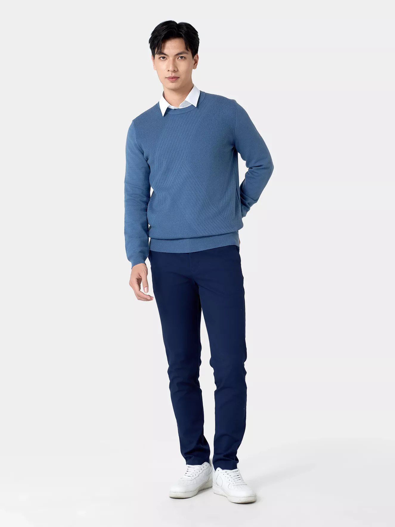 Áo Len Nam Họa Tiết Dệt Trơn Cổ Tròn 5S Fashion ALE24008