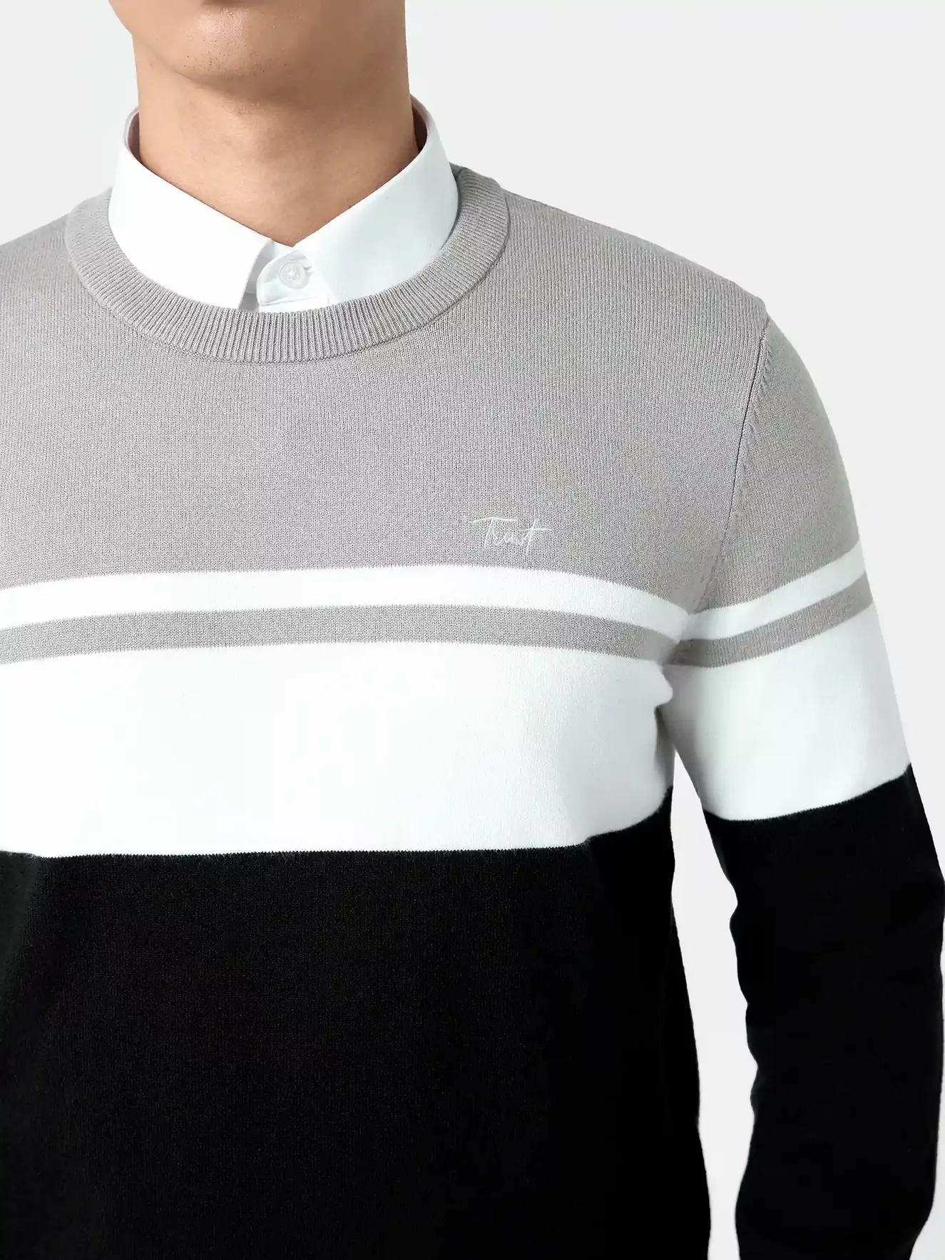 Áo Len Nam Cổ Tròn 5S Fashion Dệt Kẻ Slimfit ALE24006