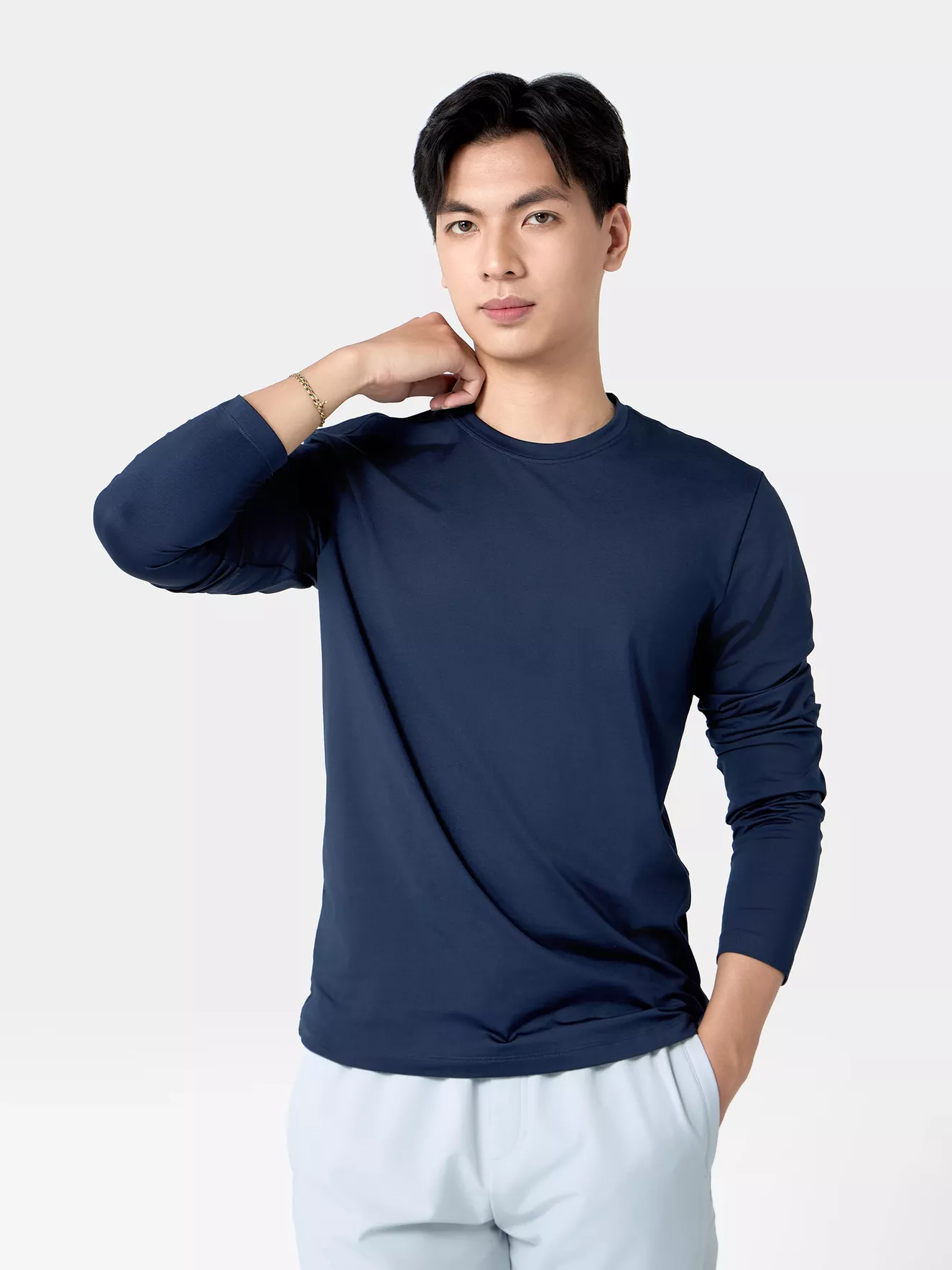 Áo Giữ Nhiệt Nam 5S Fashion Cổ Tròn Trơn Phom Ôm AGN24006