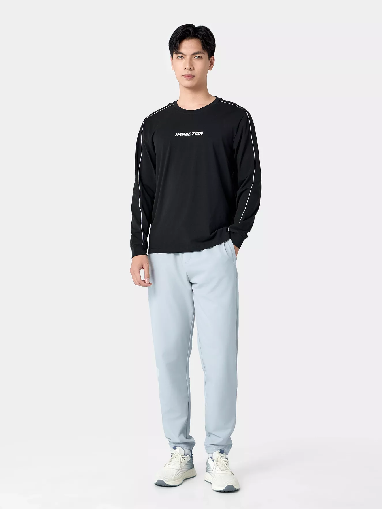 Áo Thun Nam Dài Tay 5S Fashion Cotton Phối Line ATH24003