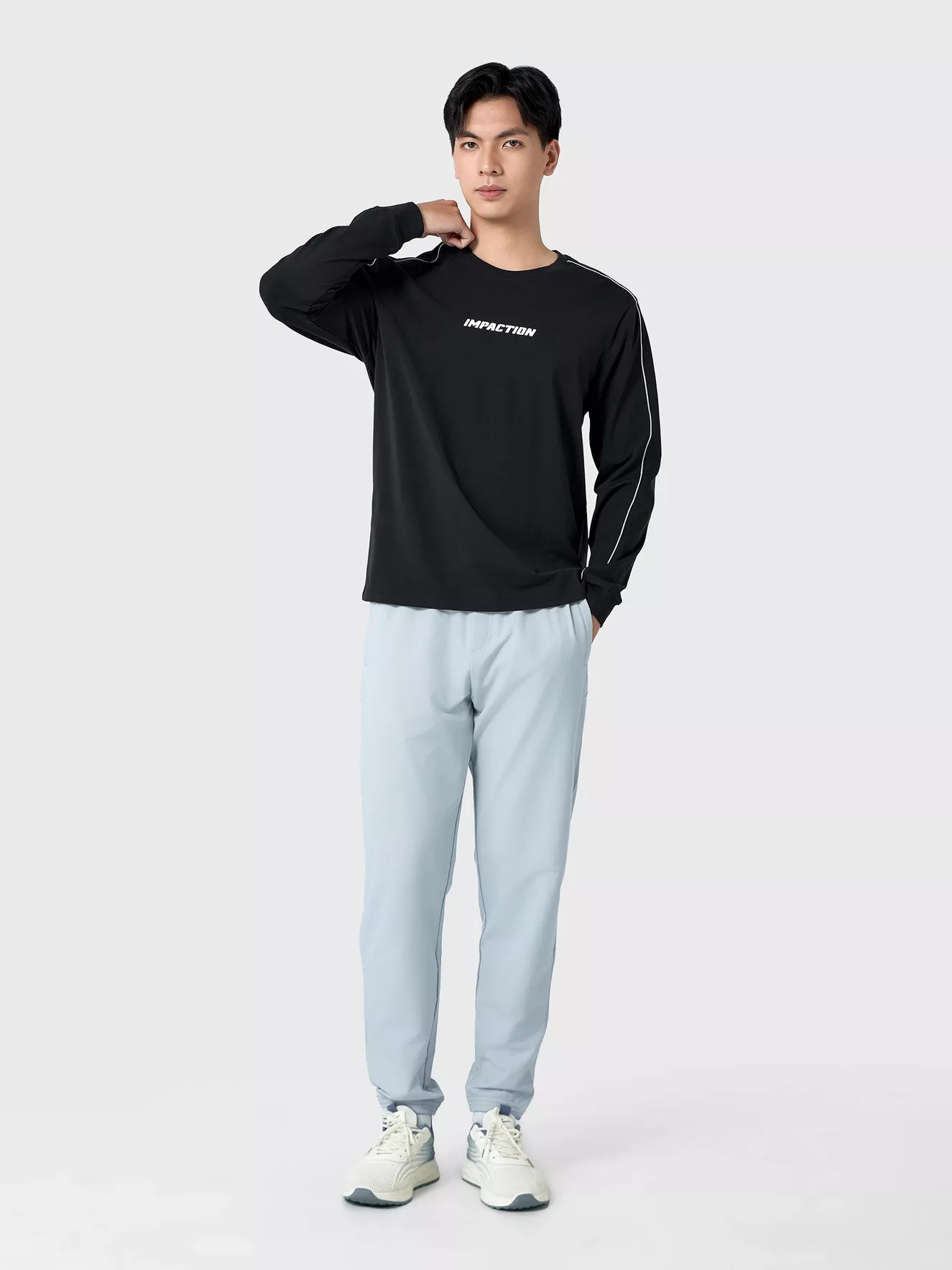 Áo Thun Nam Dài Tay 5S Fashion Cotton Phối Line ATH24003