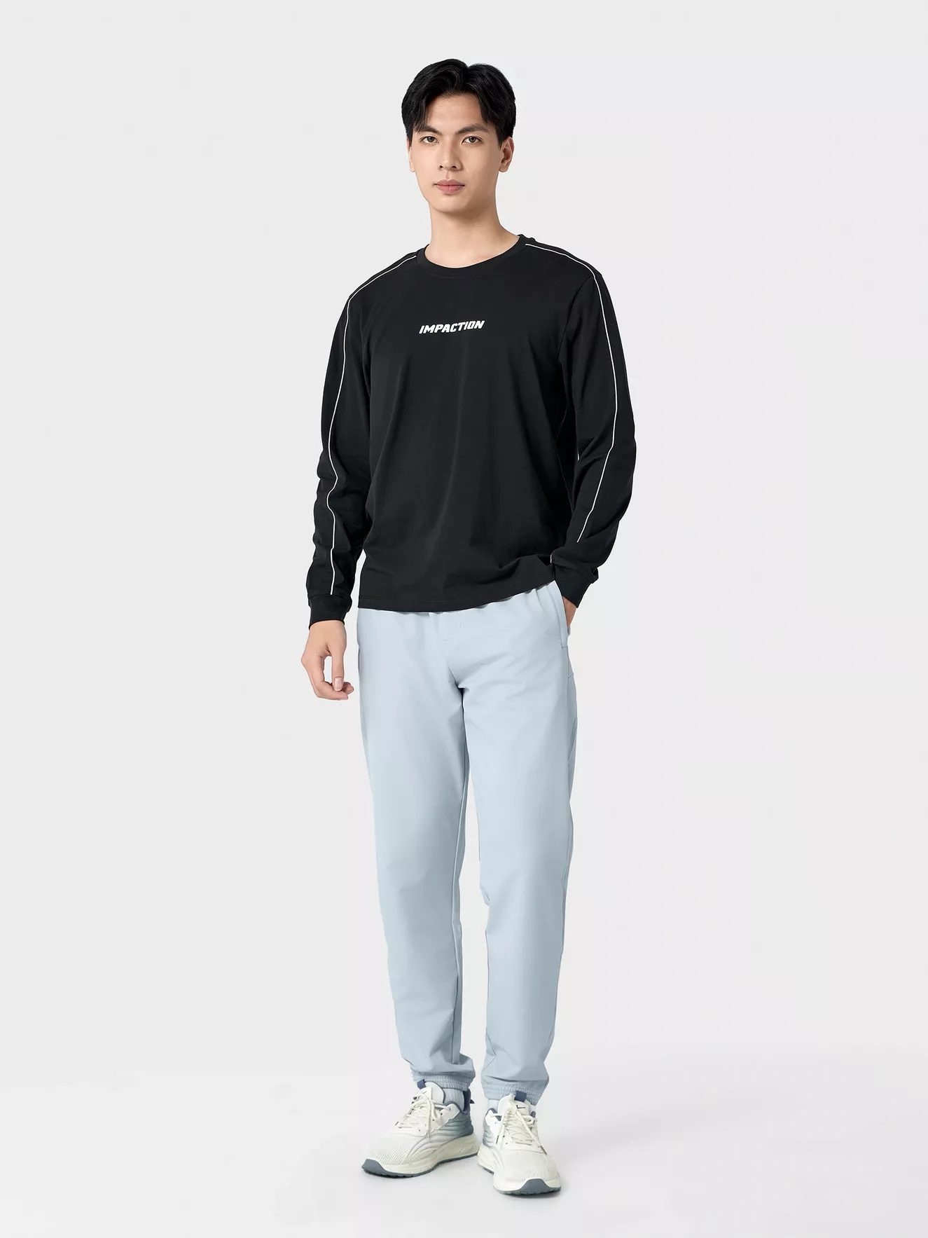 Áo Thun Nam Dài Tay 5S Fashion Cotton Phối Line ATH24003