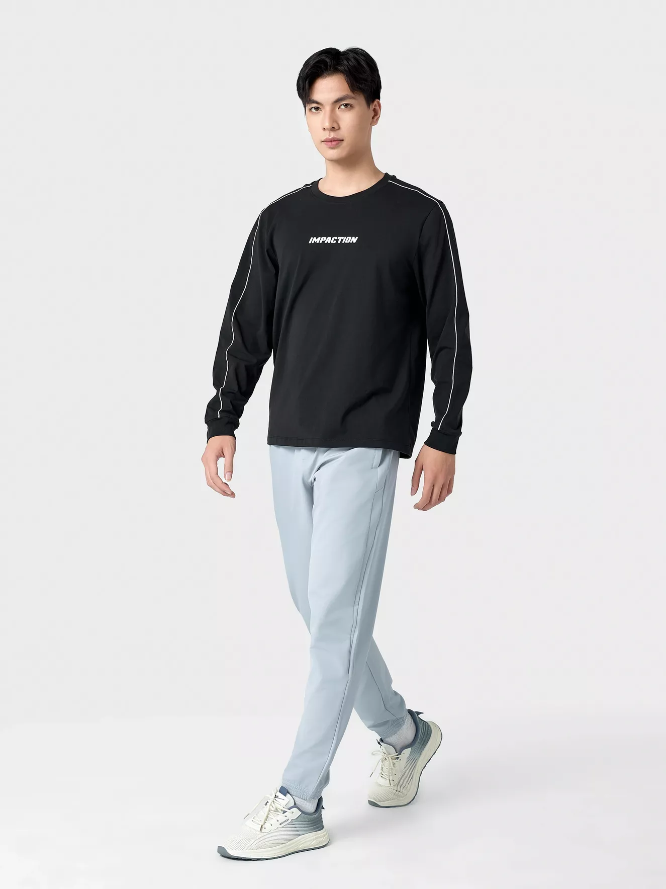 Áo Thun Nam Dài Tay 5S Fashion Cotton Phối Line ATH24003