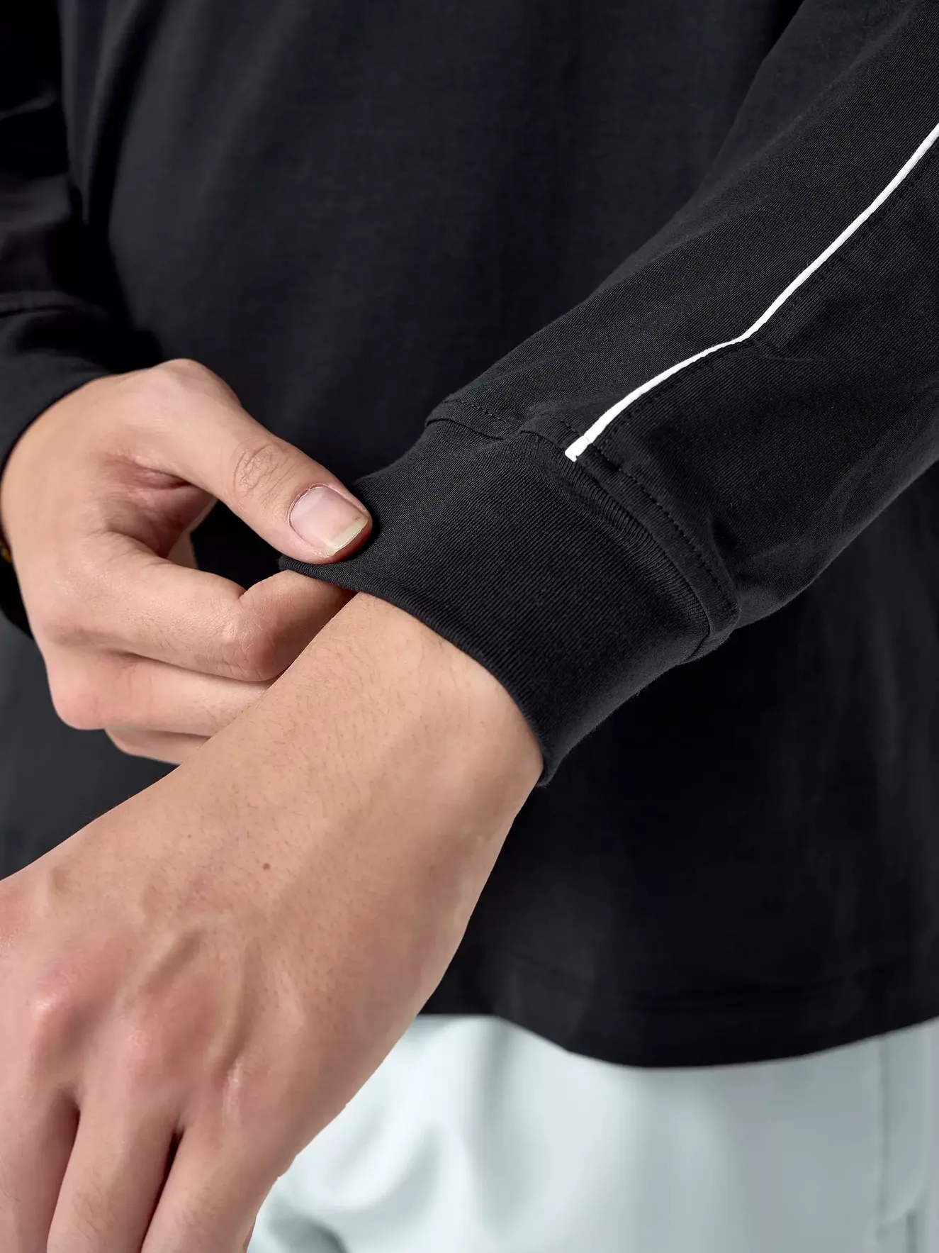 Áo Thun Nam Dài Tay 5S Fashion Cotton Phối Line ATH24003