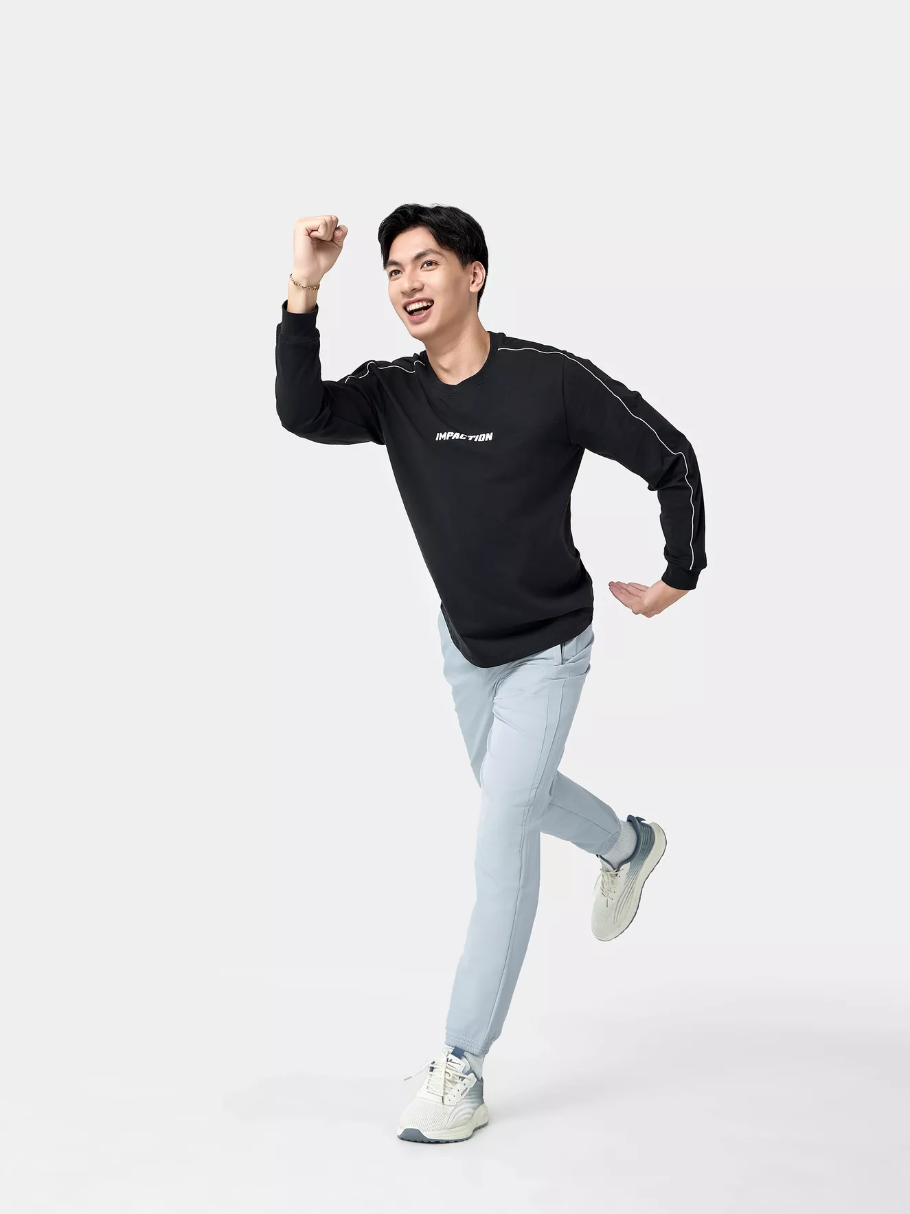 Áo Thun Nam Dài Tay 5S Fashion Cotton Phối Line ATH24003