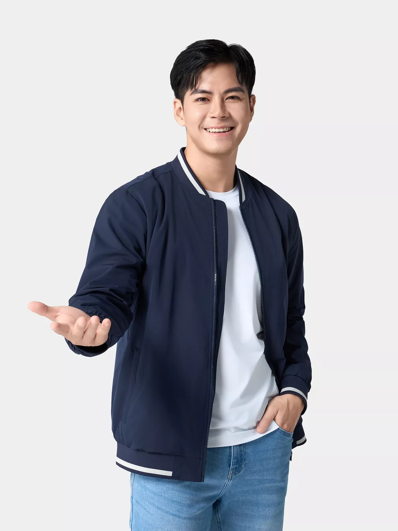 Áo Khoác Bomber Nam 5S Fashion Lót Lông In Logo AKB24017