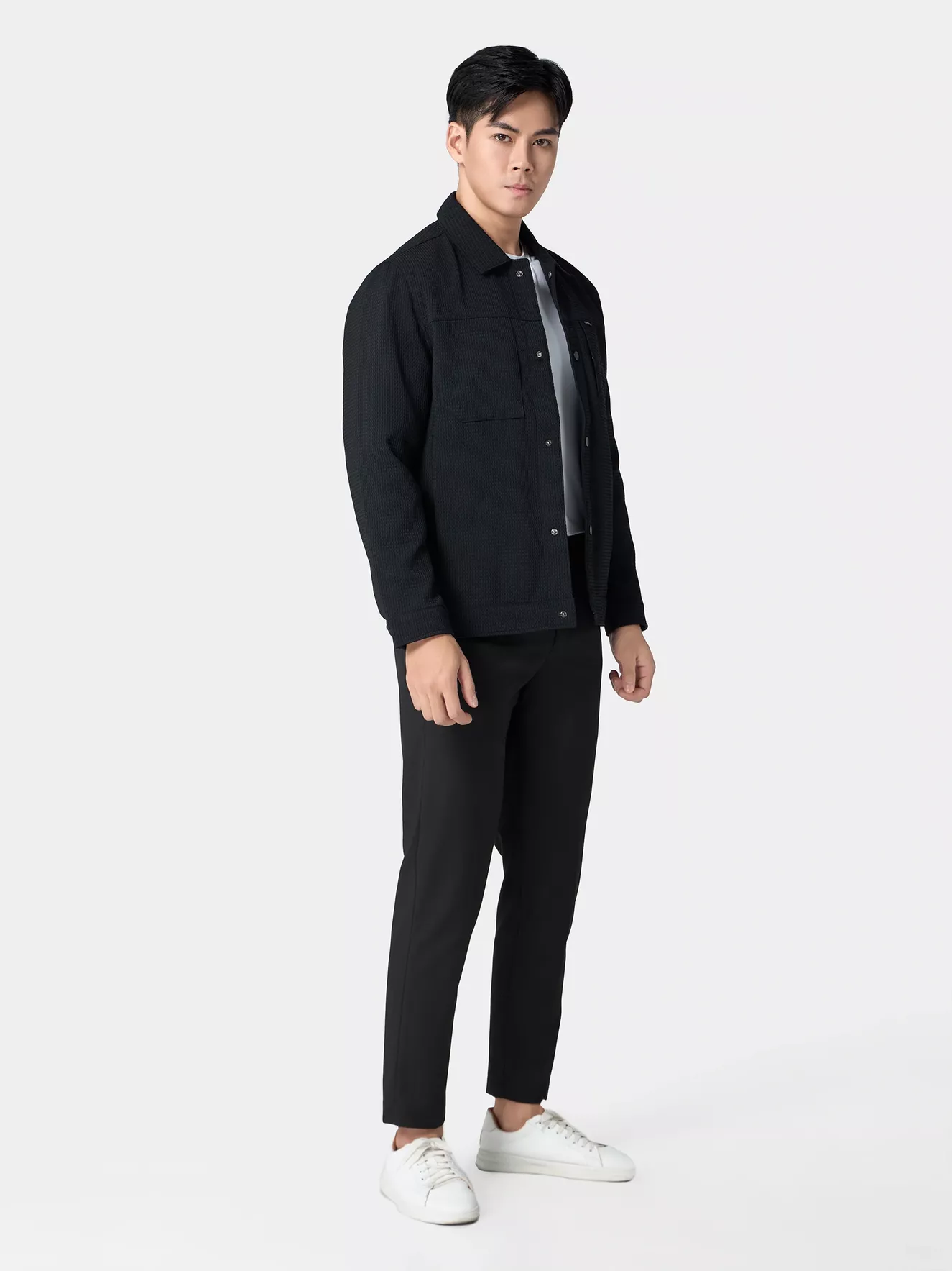 Áo Khoác Thời Trang Nam 5S Fashion Cổ Bẻ Có Túi Ngực AKH24021