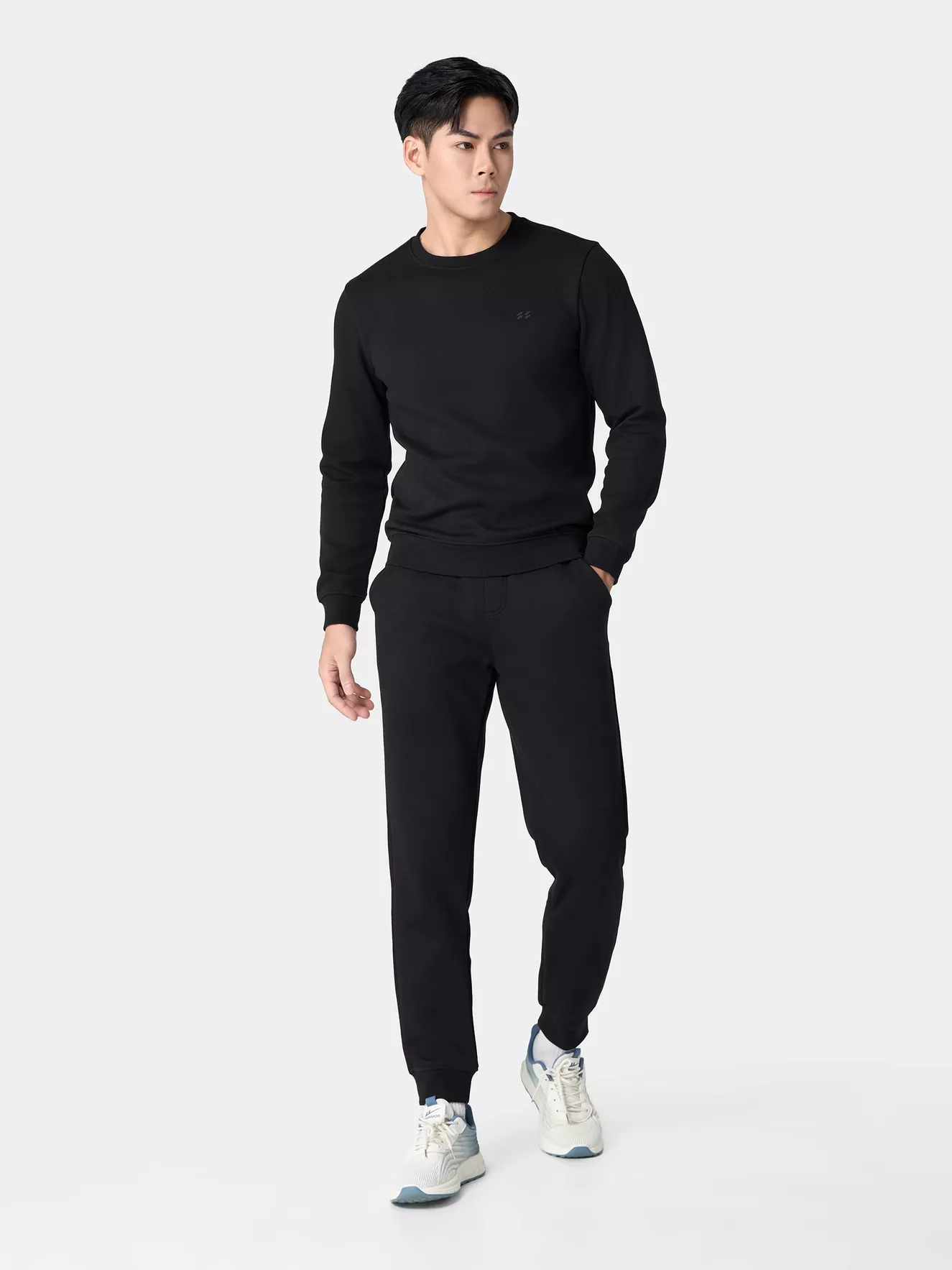Bộ Quần Áo Nỉ Nam 5S Fashion Trơn In Logo Slimfit BNI24101