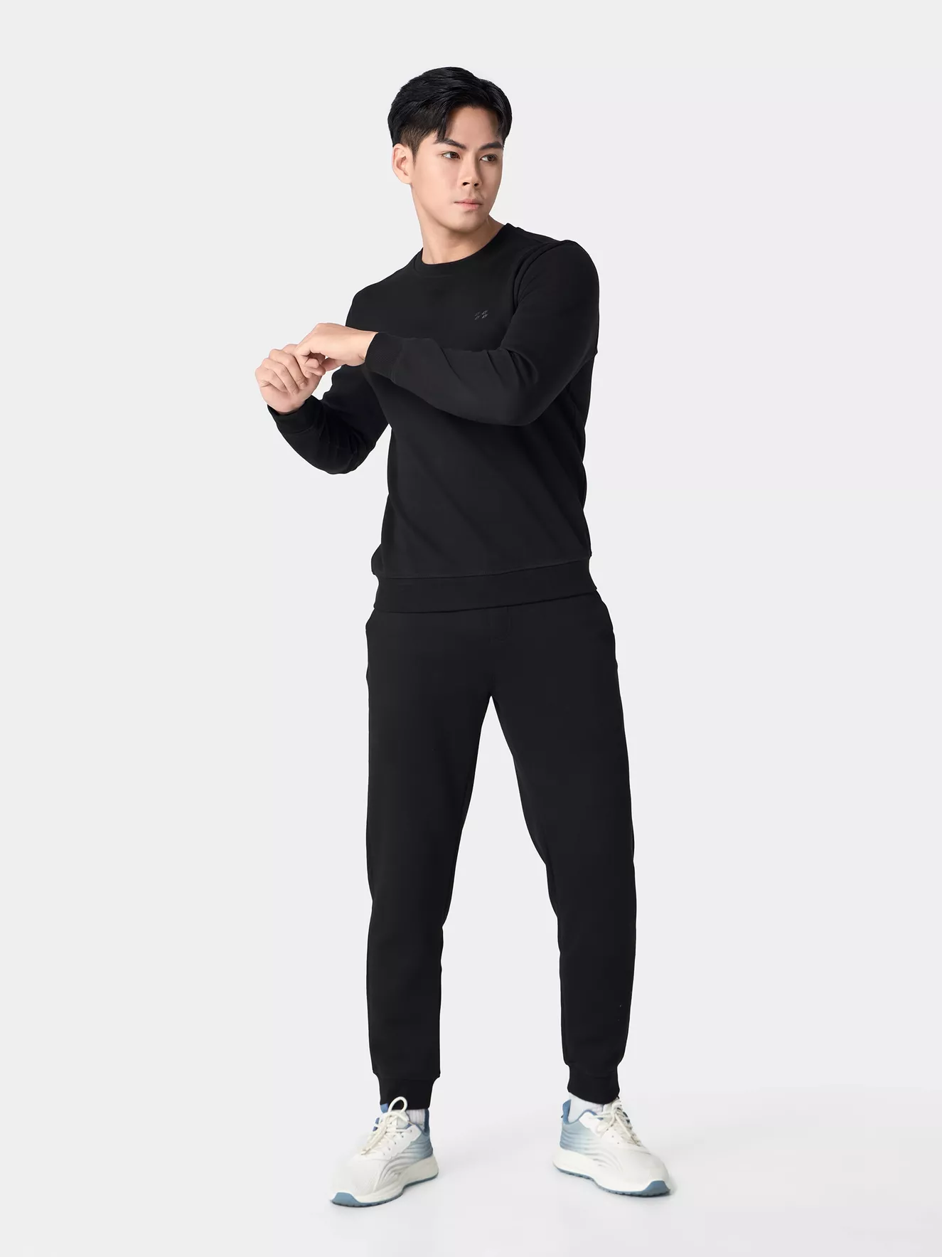 Bộ Quần Áo Nỉ Nam 5S Fashion Trơn In Logo Slimfit BNI24101