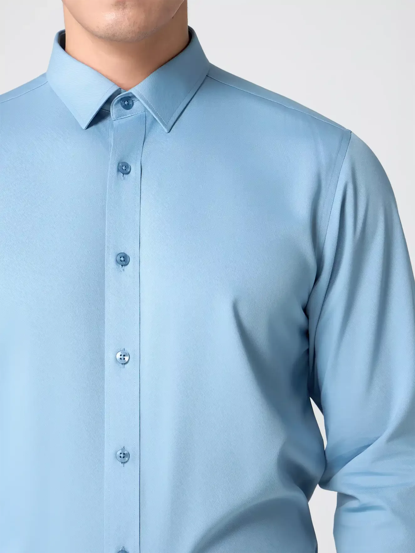 Áo Sơ Mi Nam Màu Xanh Trơn 5S Fashion Phom Regular ASM24028