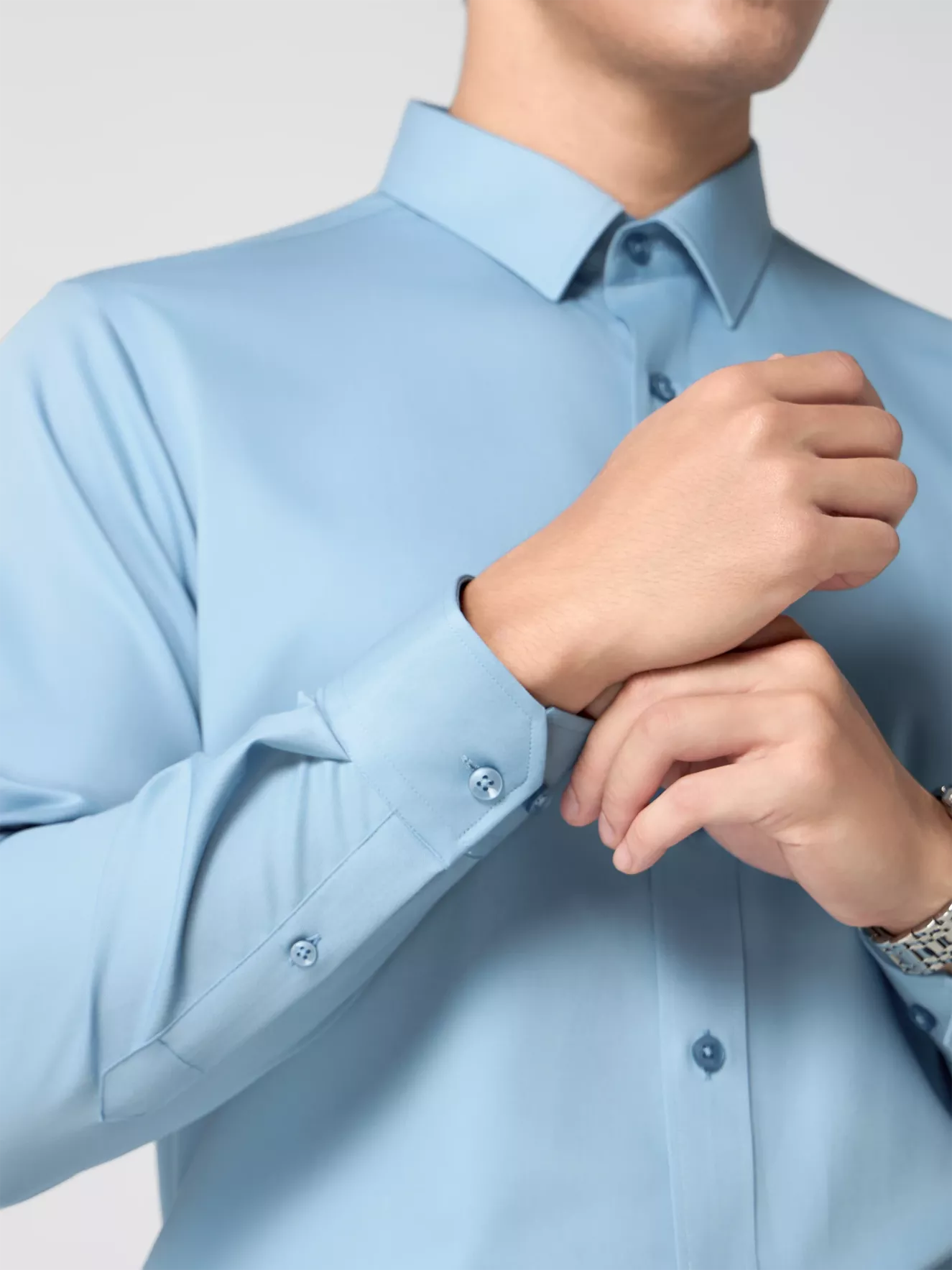 Áo Sơ Mi Nam Màu Xanh Trơn 5S Fashion Phom Regular ASM24028