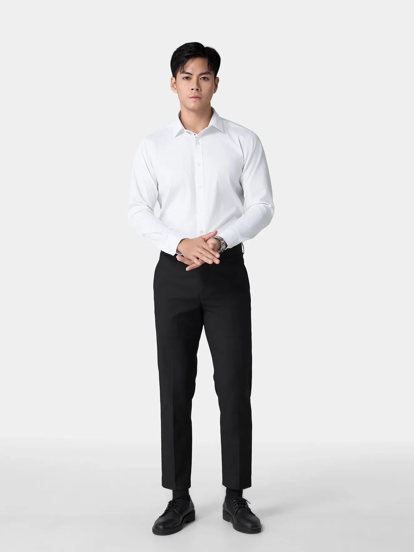 Áo Sơ Mi Nam Dài Tay Màu Trắng 5S Fashion Regular ASM24033