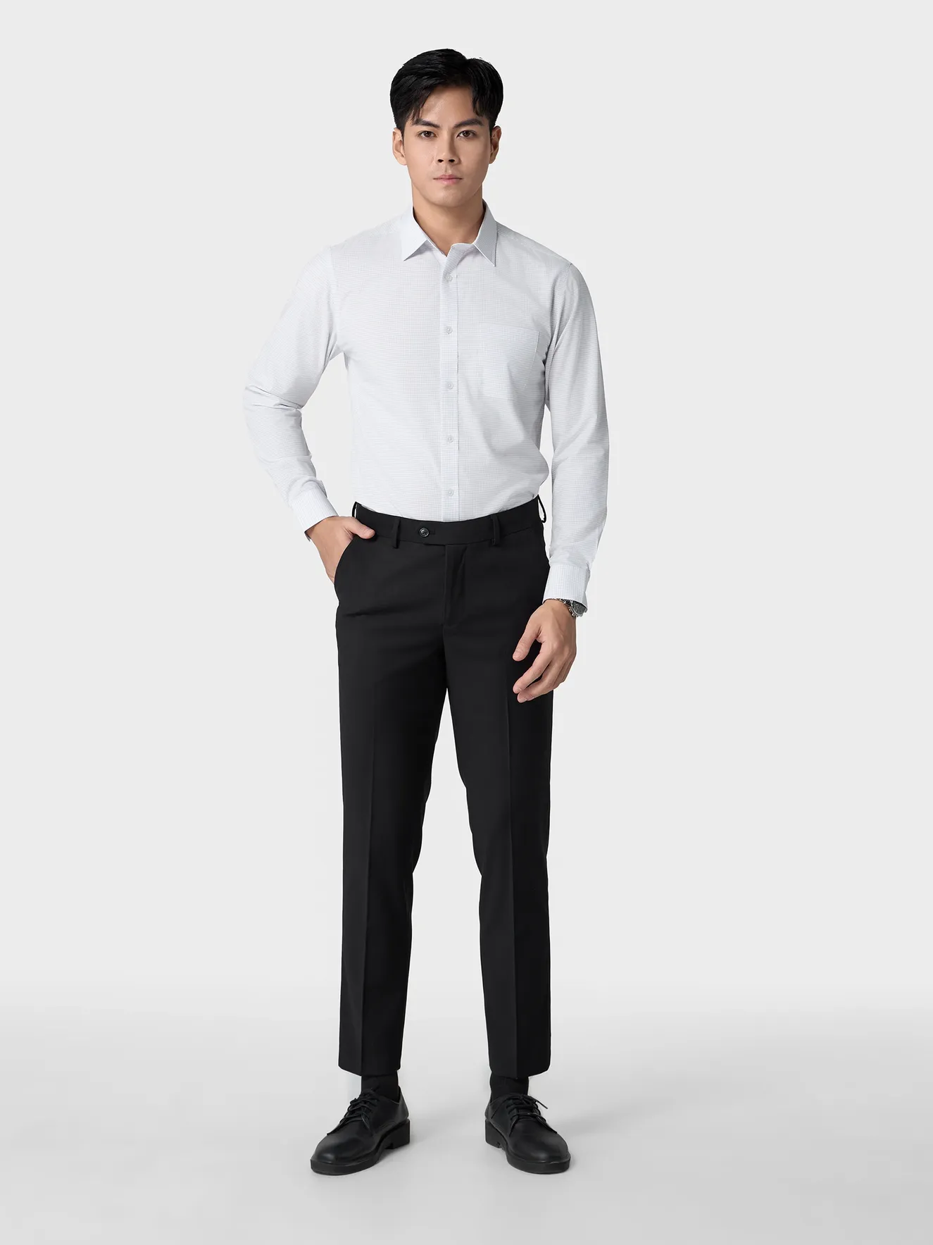 Áo Sơ Mi Nam Dài Tay Kẻ Ô 5S Fashion Có Túi Ngực ASM24060