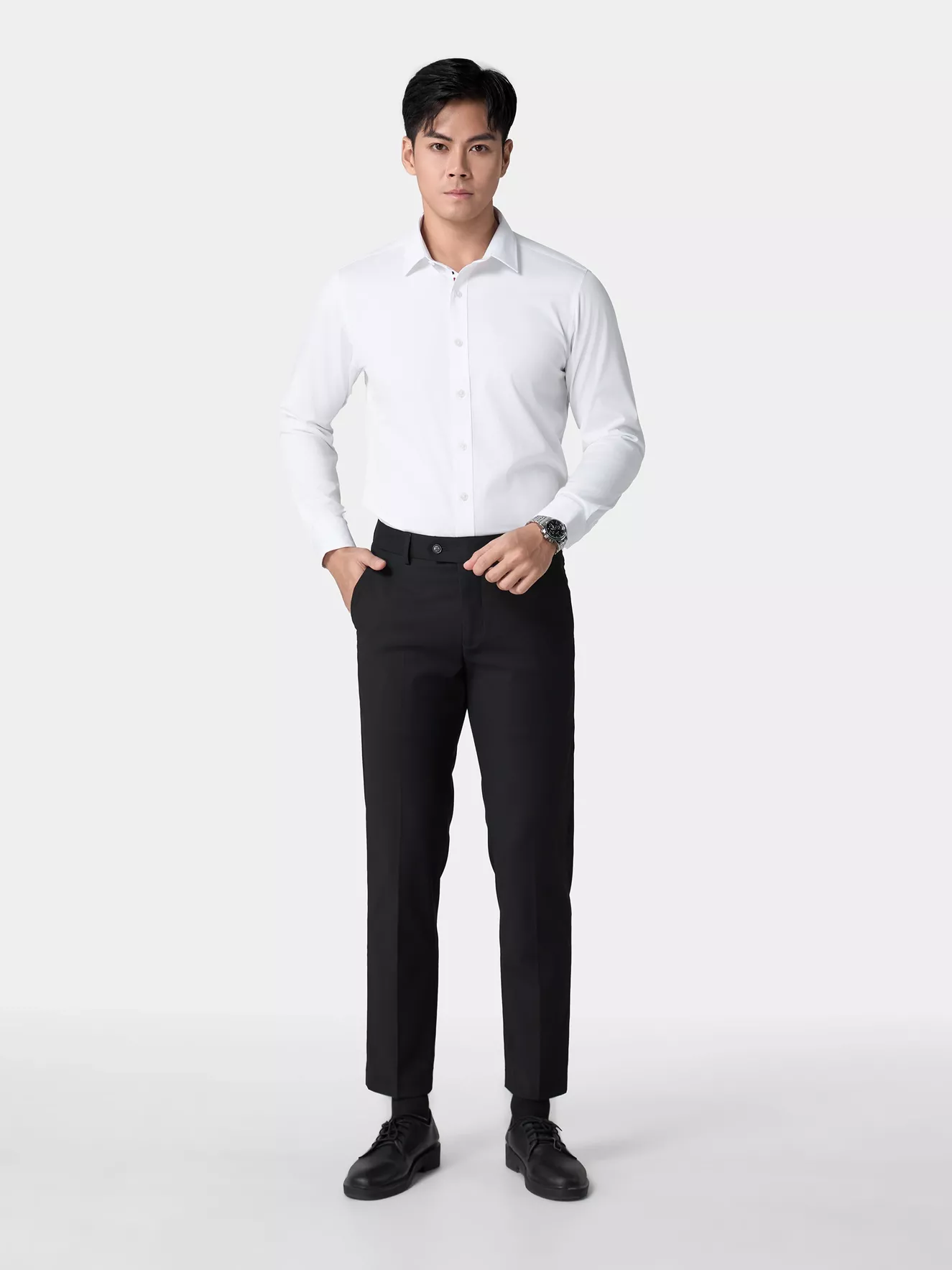 Áo Sơ Mi Nam Dài Tay Màu Trắng Phom Regular ASM24031