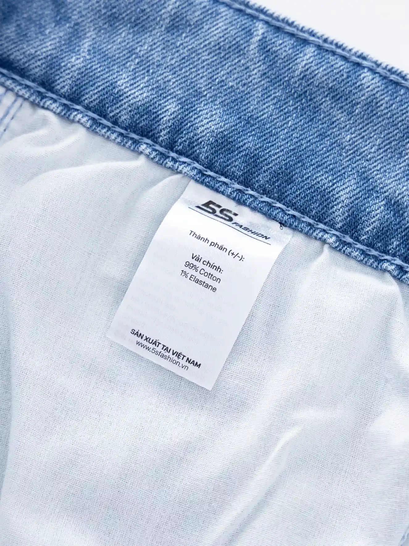 Quần Jean Nam Cotton 5S Fashion Tone Xanh Slimfit QJE24006