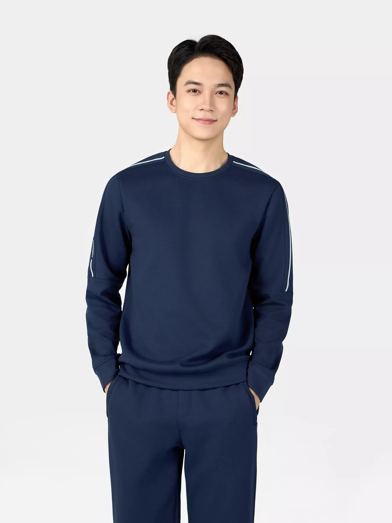 Áo Nỉ Nam Cổ Tròn In Line Phối Chữ 5S Fashion Slimfit BANI24017