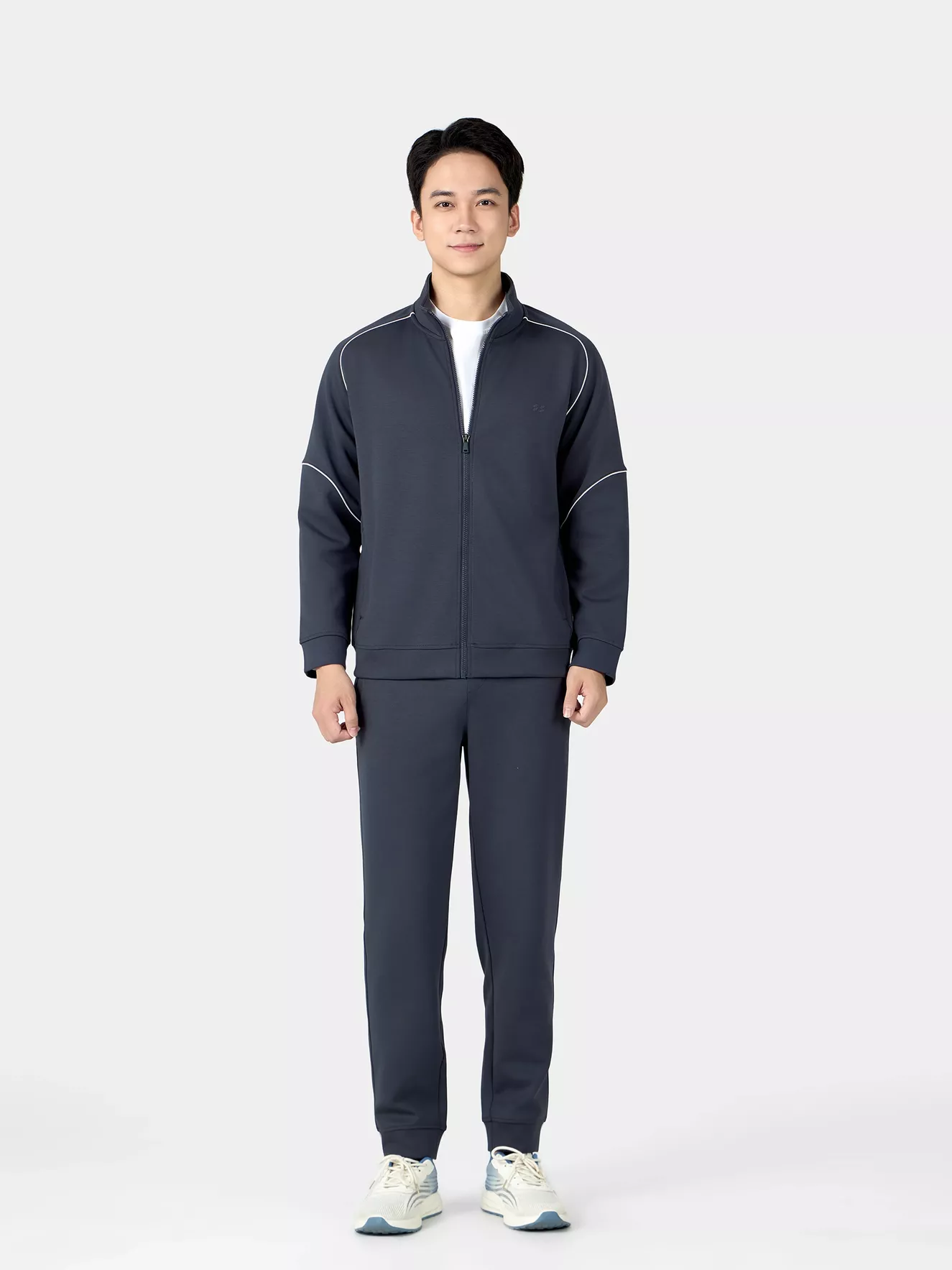 Áo Nỉ Khóa Nam 5S Fashion Phối Line Slimfit BAKN24027