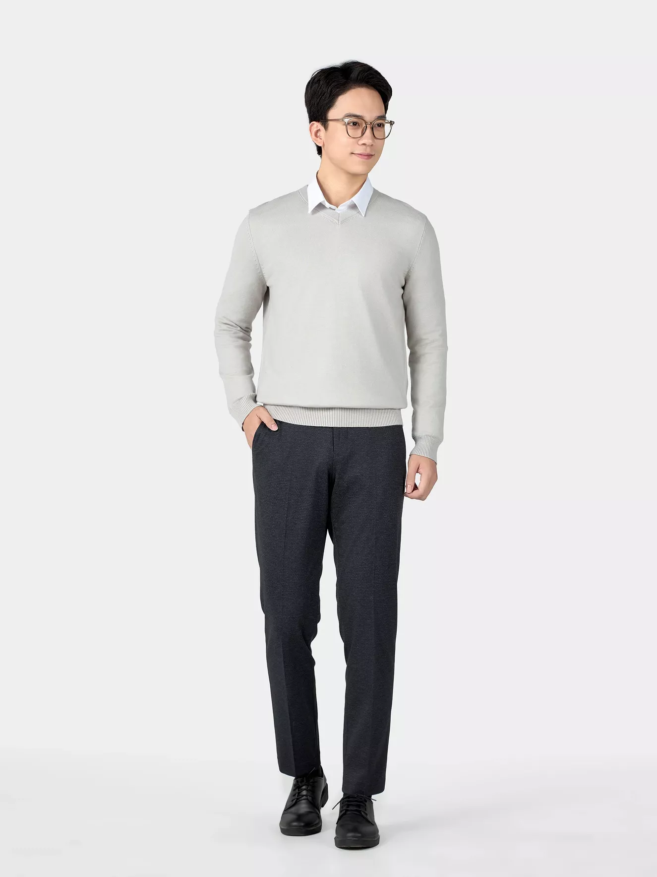 Áo Len Nam 5S Fashion Cổ Tim Trơn Phom Regular ALE24009