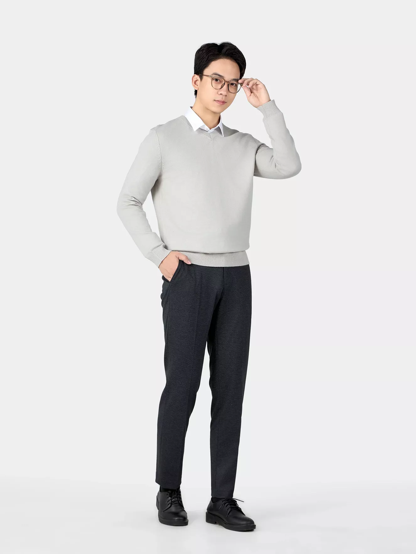 Áo Len Nam 5S Fashion Cổ Tim Trơn Phom Regular ALE24009