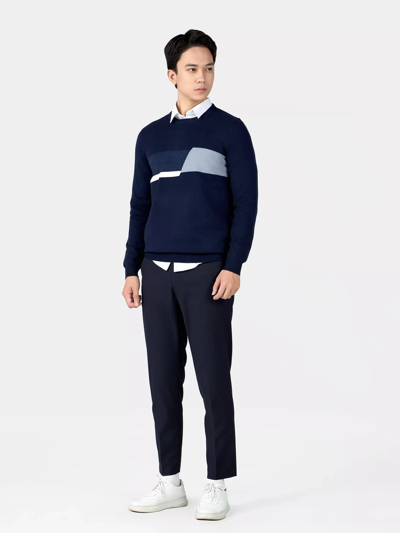 Áo Len Nam 5S Fashion Dệt Họa Tiết Slimfit ALE24010