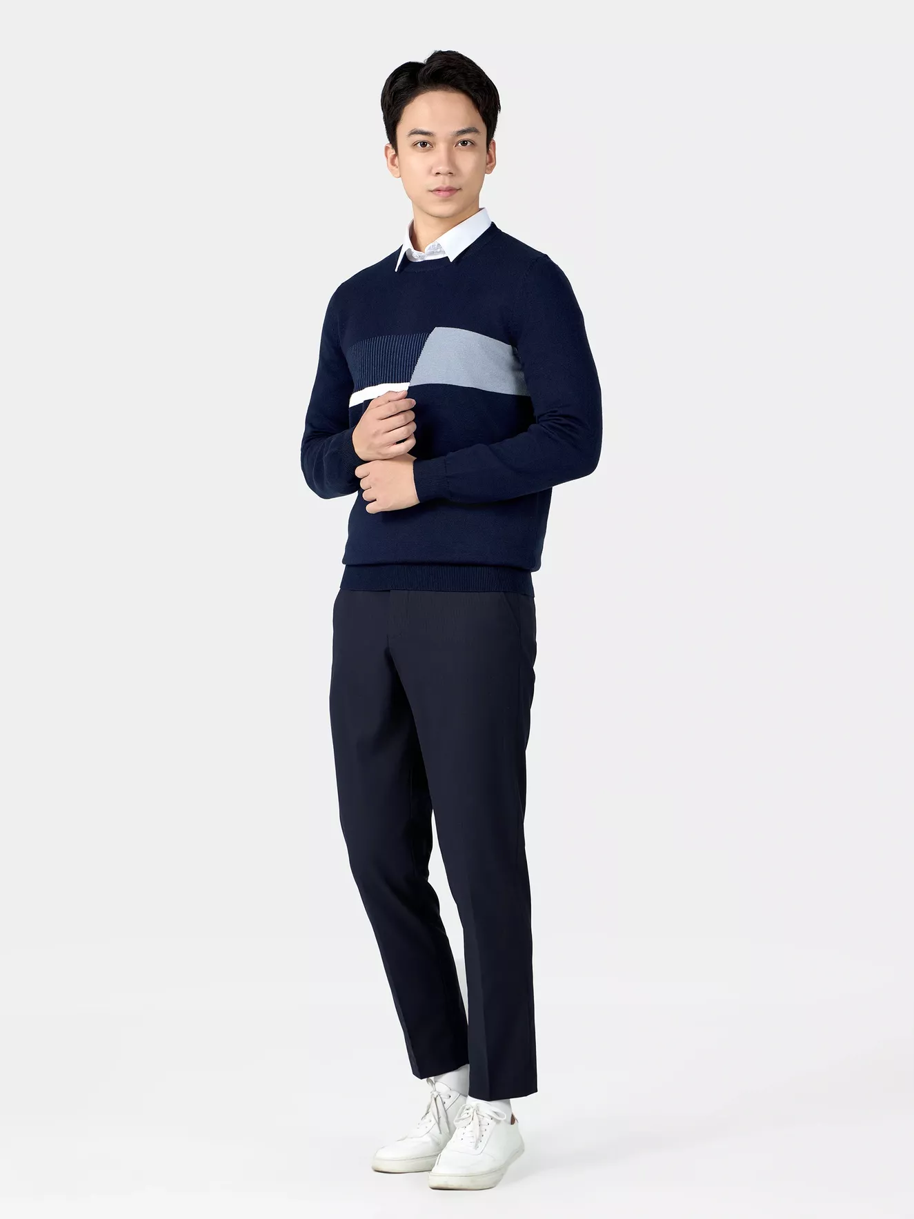 Áo Len Nam 5S Fashion Dệt Họa Tiết Slimfit ALE24010