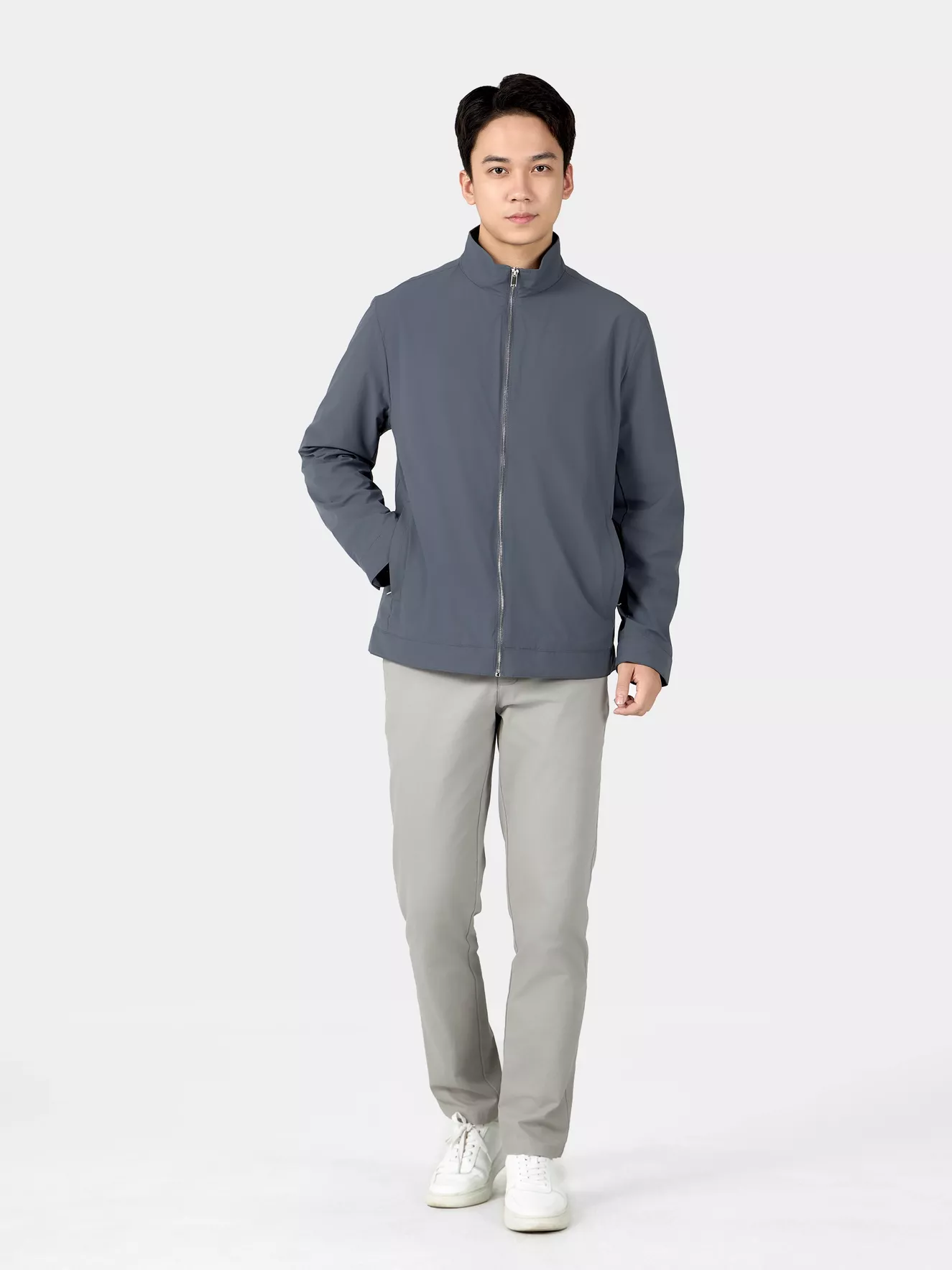 Áo Khoác Thời Trang Nam 5S Fashion Cổ Trụ Lót Nỉ Basic AKH24040