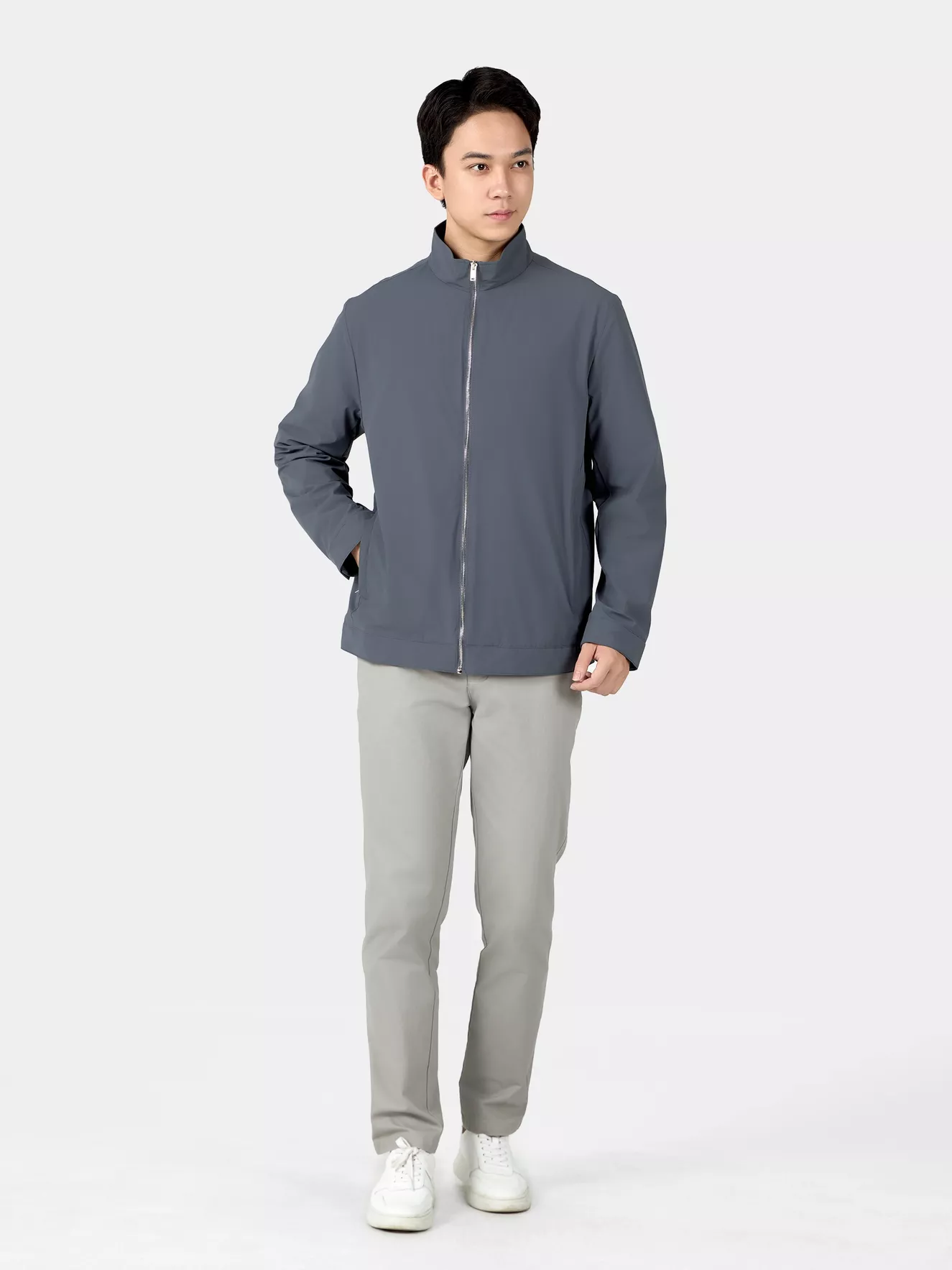 Áo Khoác Thời Trang Nam 5S Fashion Cổ Trụ Lót Nỉ Basic AKH24040