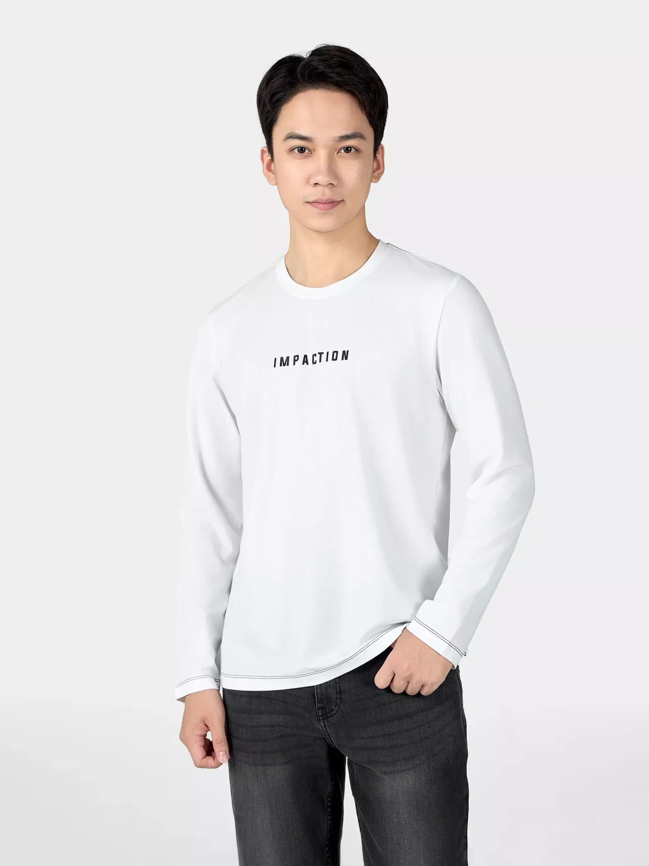 Áo Thun Nam Dài Tay 5S Fashion Chần Chỉ Nổi ATH24015