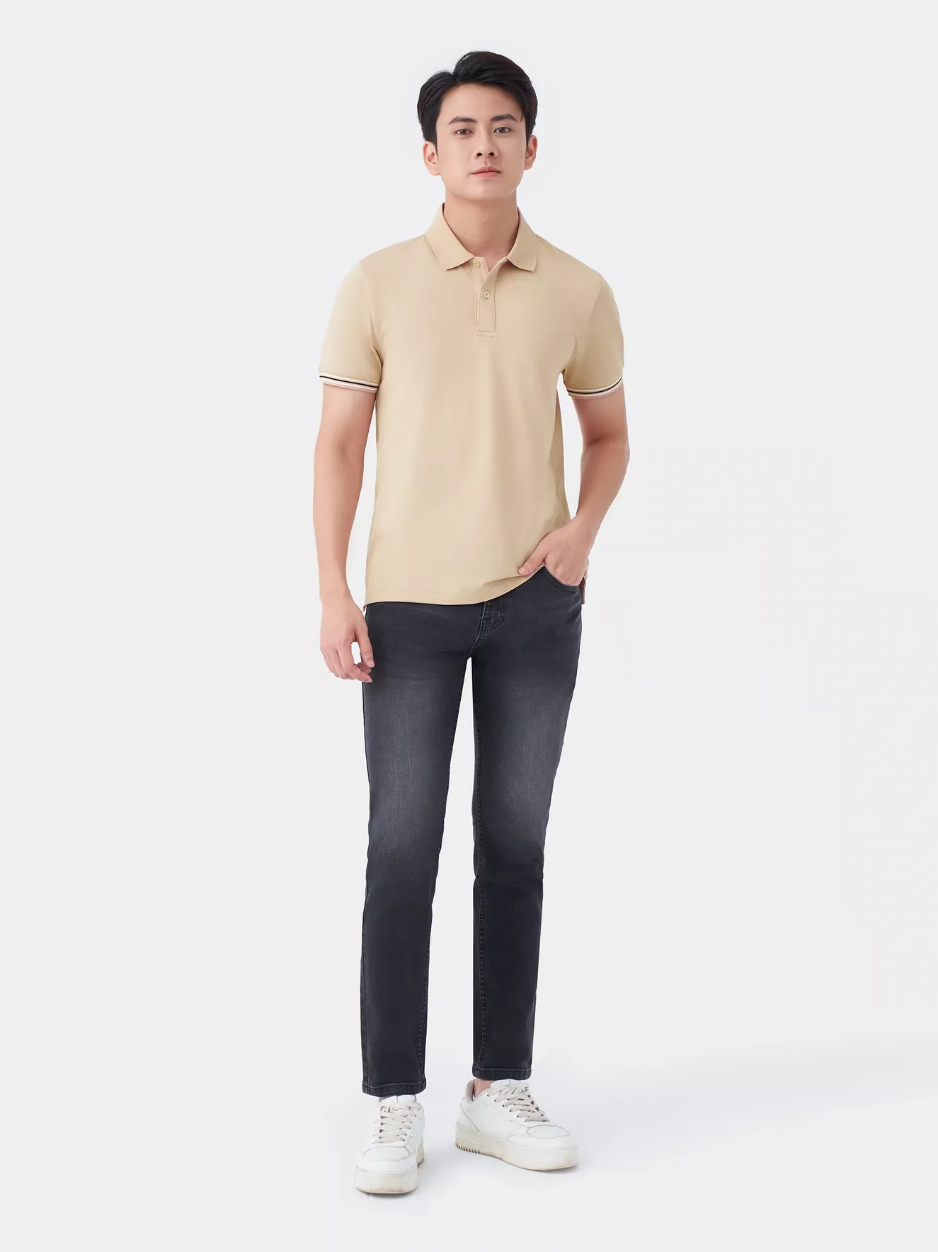 Áo Polo Nam 5S Fashion Bo Dệt Kẻ Slimfit APC24071