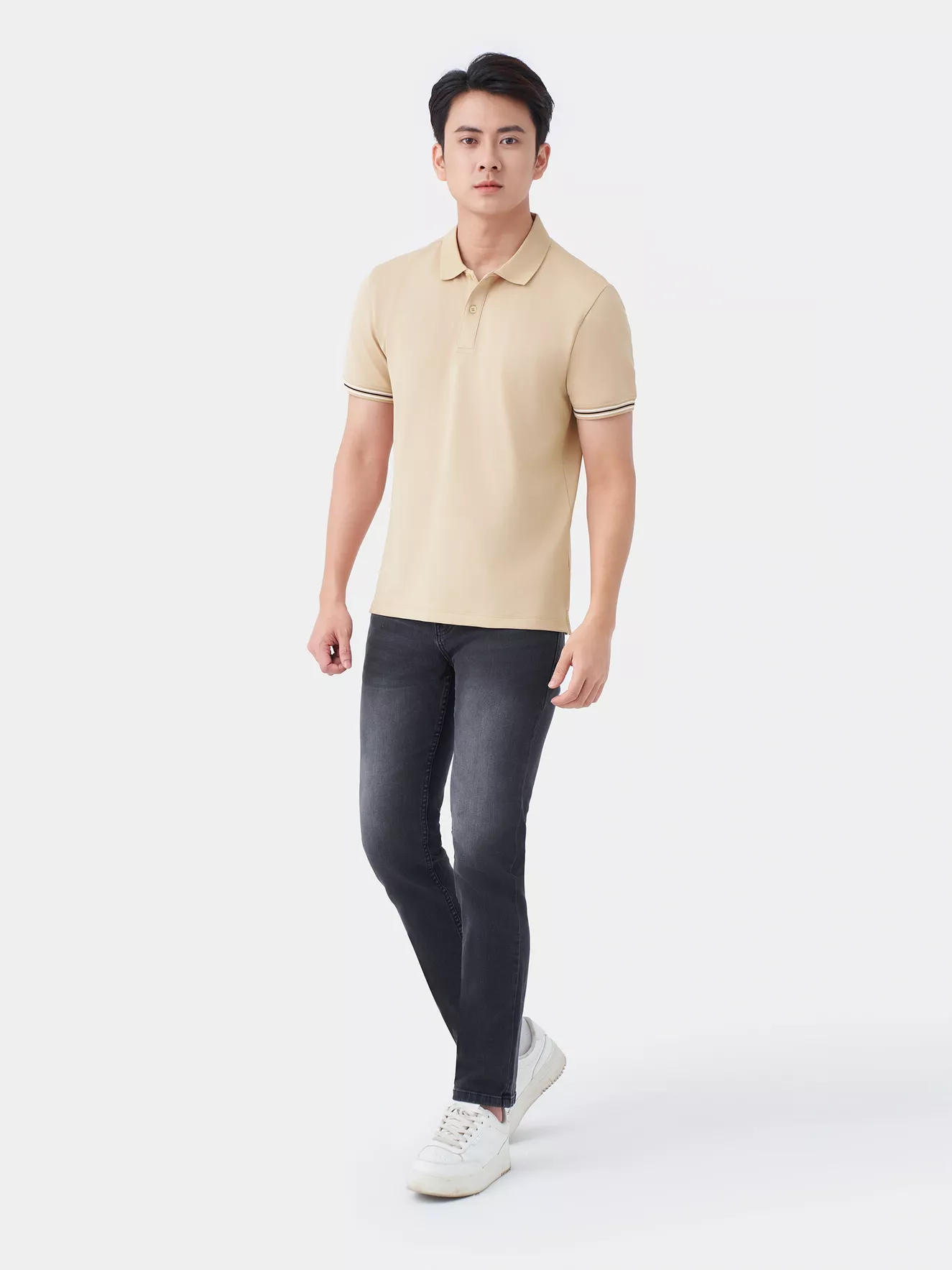 Áo Polo Nam 5S Fashion Bo Dệt Kẻ Slimfit APC24071