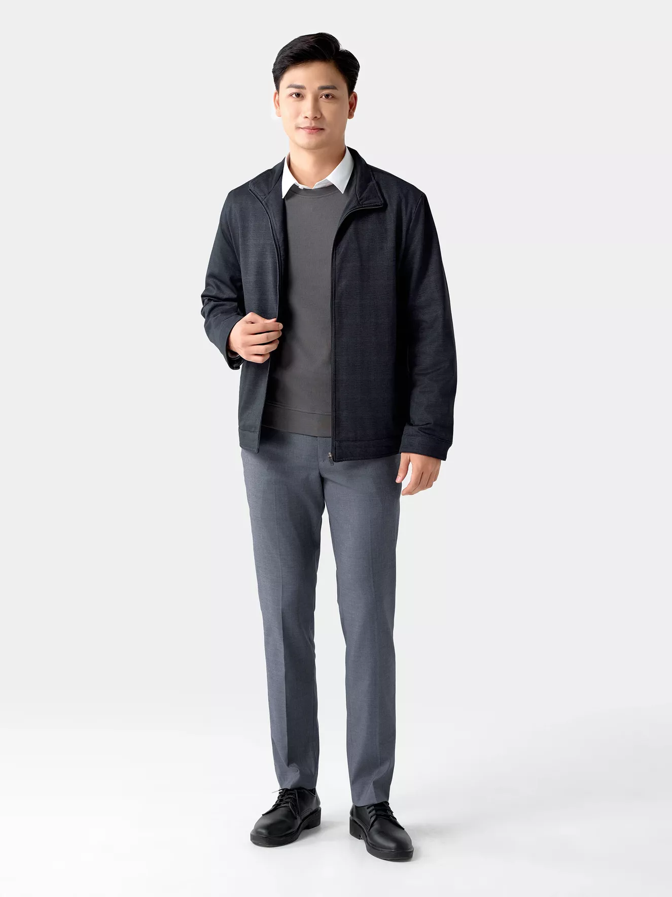 Áo Khoác Thời Trang Nam Cổ Trụ 5S Fashion Dệt Kẻ Ô Sang Trọng AKH24057