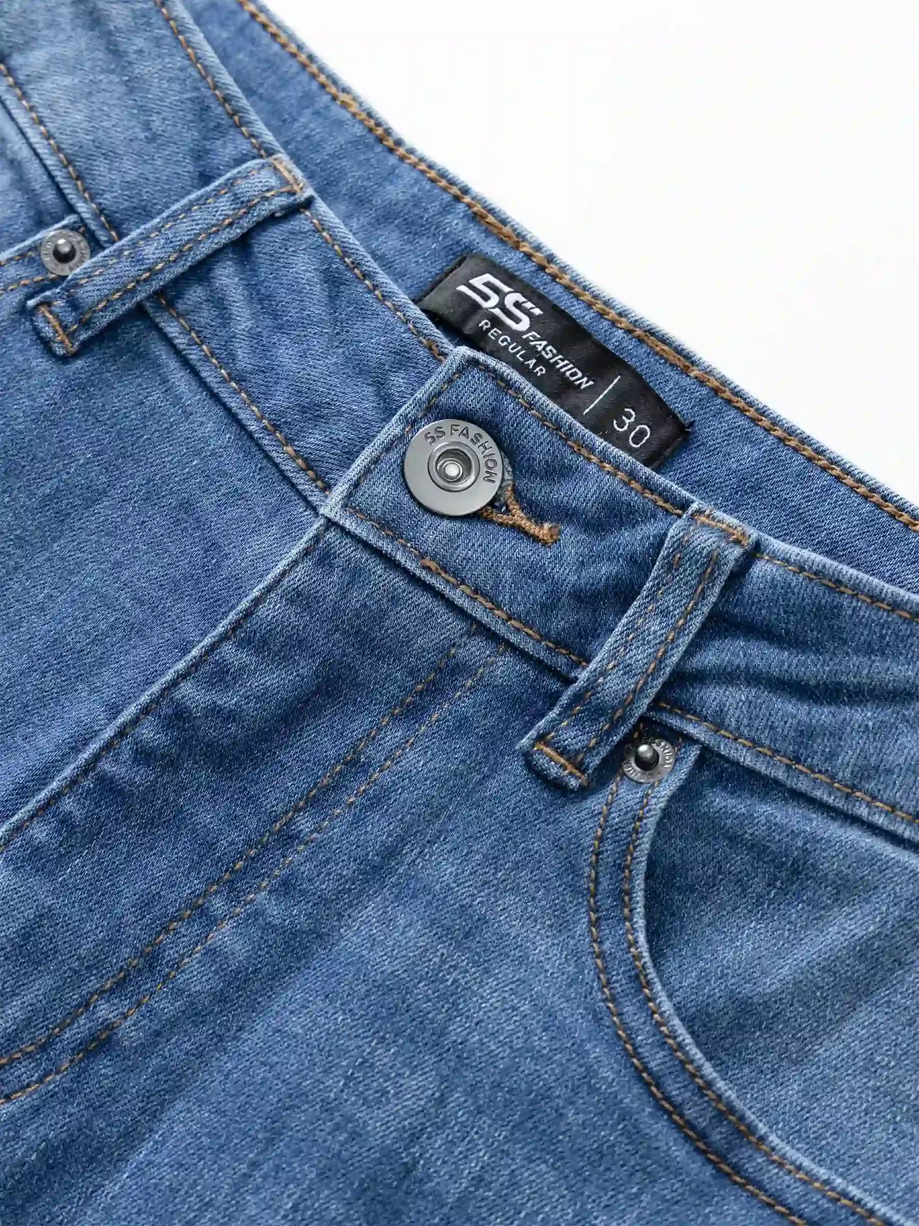 Quần Jean Nam Cotton 5S Fashion Màu Xanh Regular QJE24008