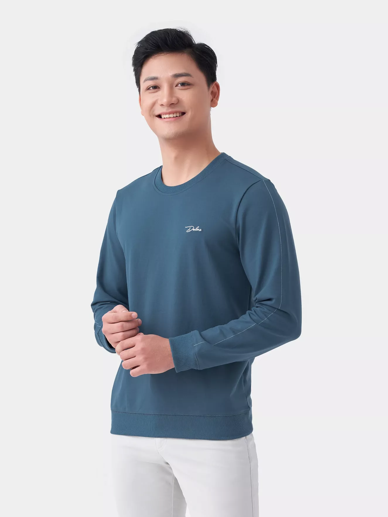 Áo Nỉ Cổ Tròn 5S Fashion Chữ Thêu Slimfit ANO23019