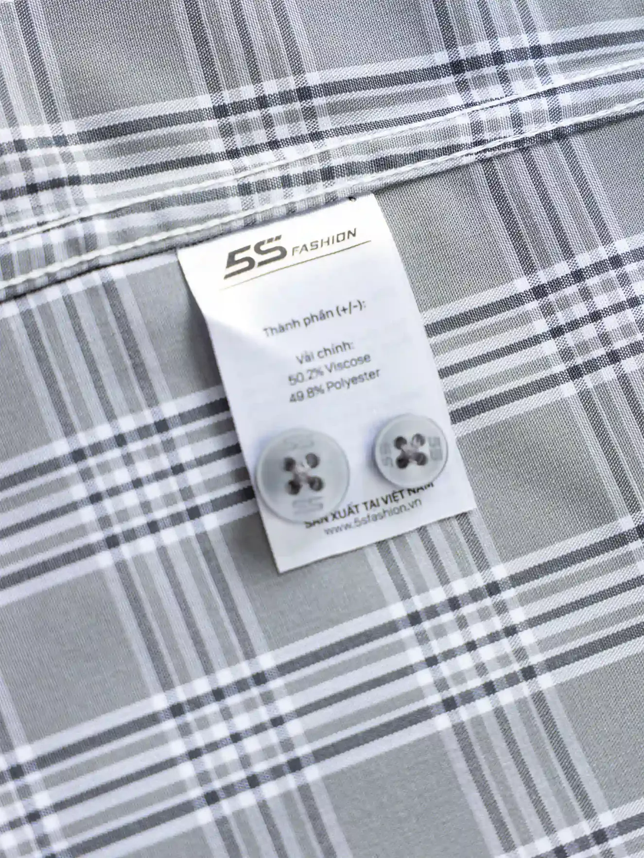 Áo Sơ Mi Nam Dài Tay 5S Fashion Dệt Kẻ Ô Regular ASM24011