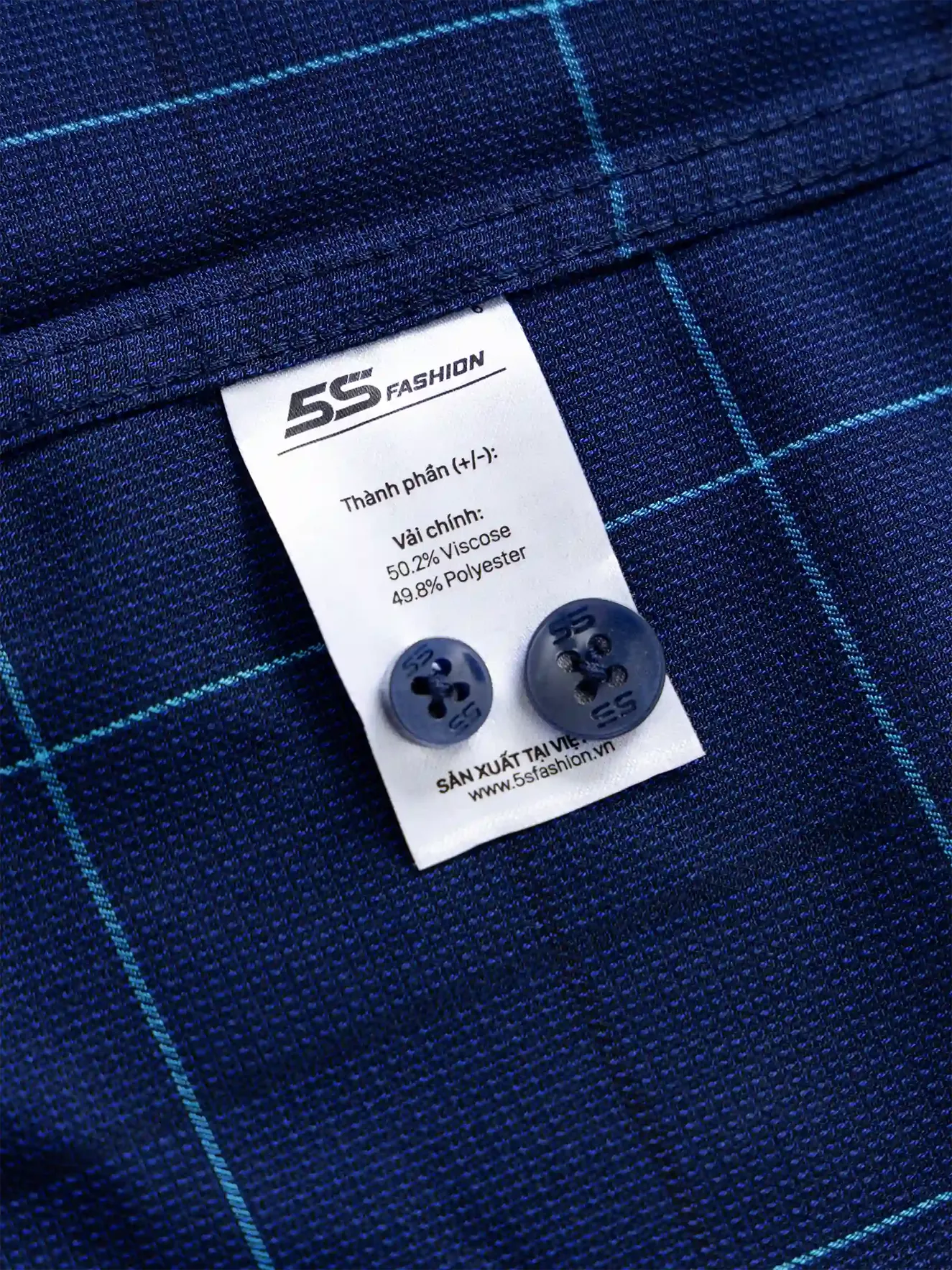 Áo Sơ Mi Nam Dài Tay 5S Fashion Dệt Kẻ Ô Regular ASM24005