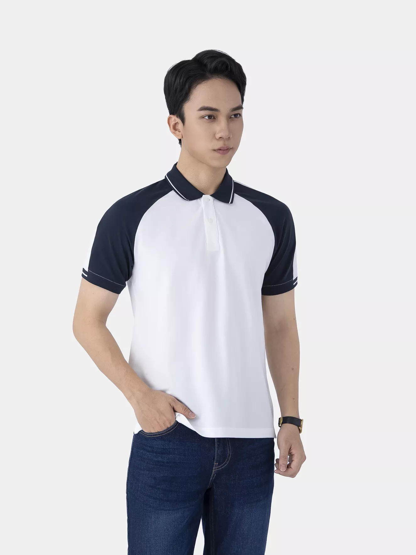 Áo Polo Nam 5S Fashion Tay Raglan Phối Màu Slimfit APC25028